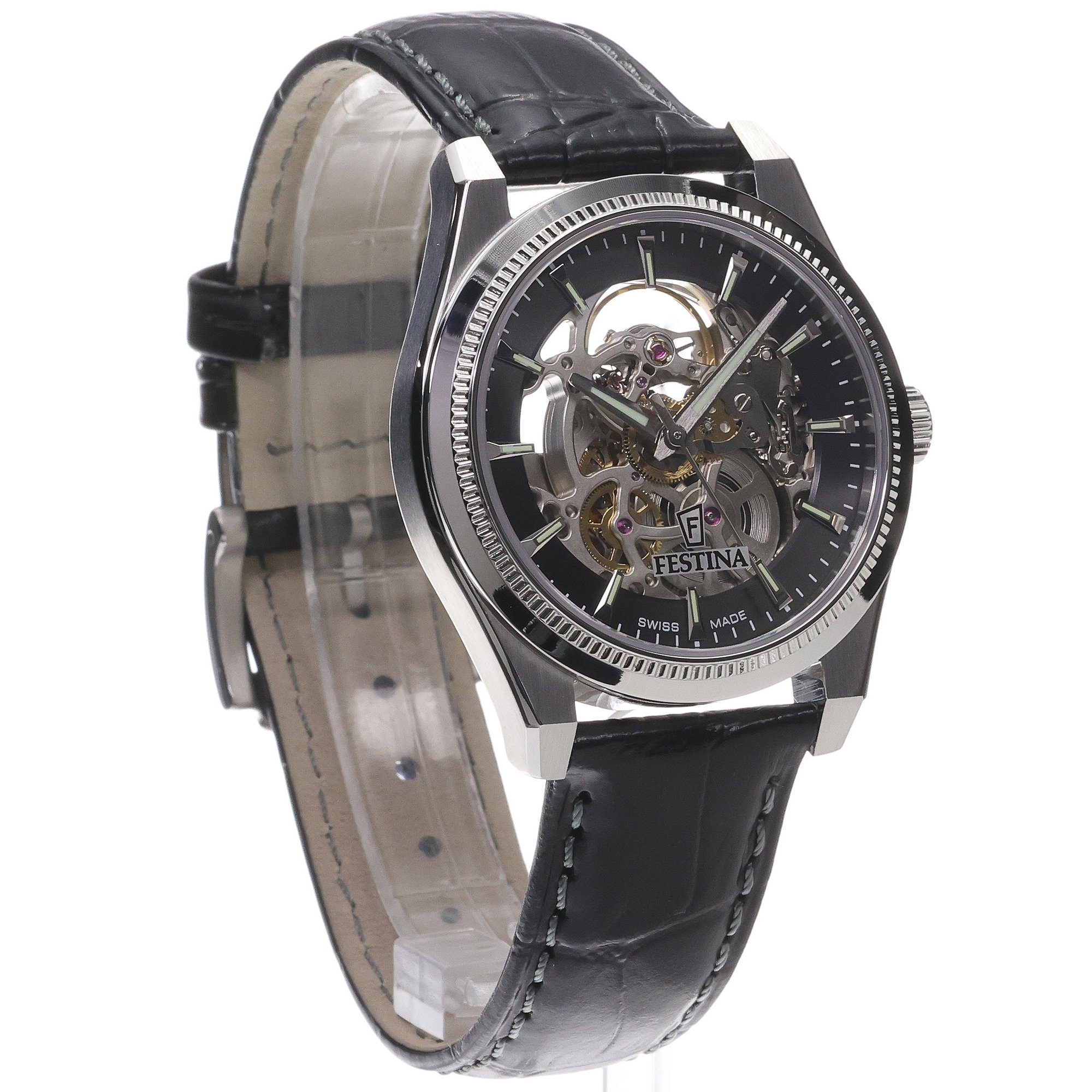 Festina F20095-3 zegarek srebrny klasyczny Swiss Made pasek