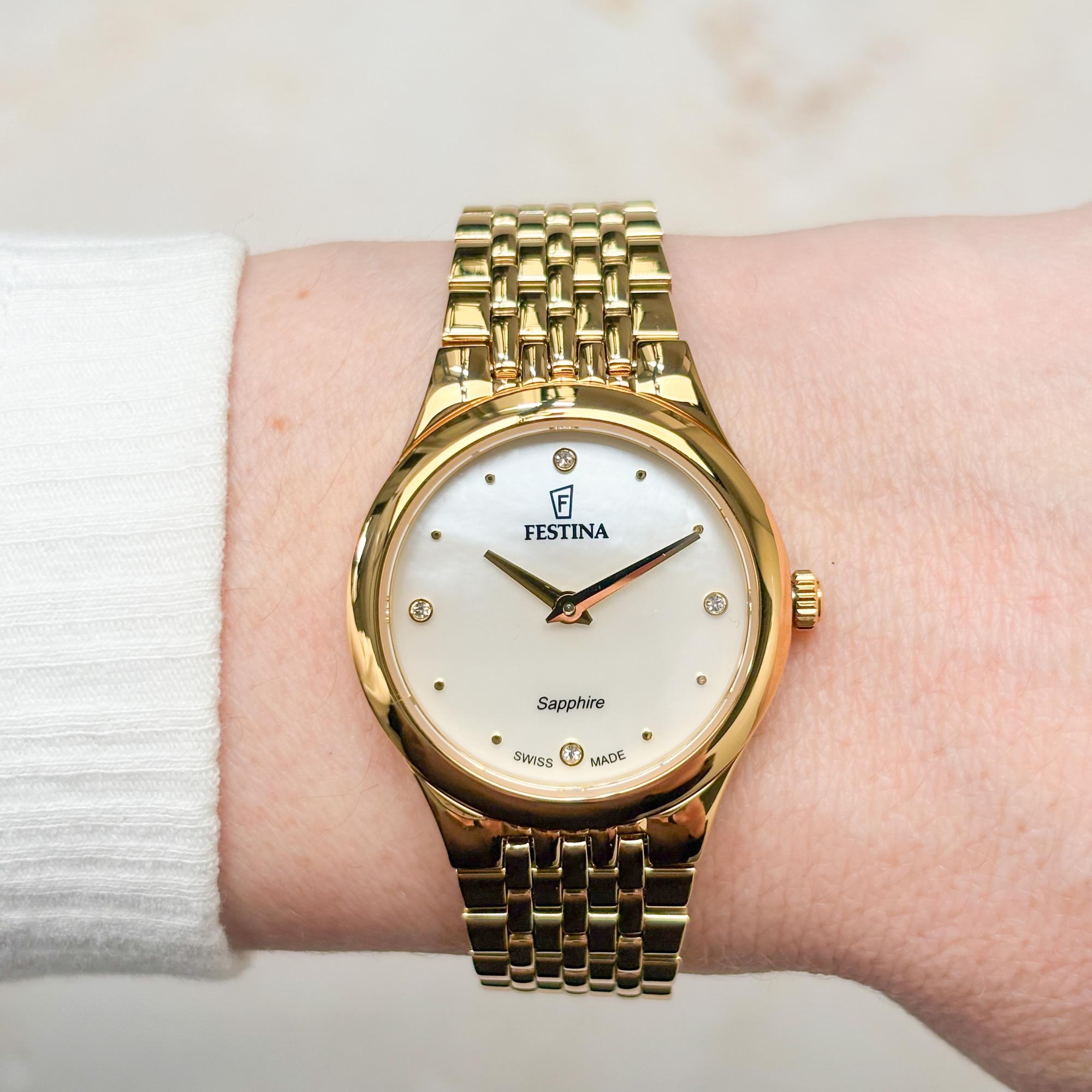 Festina F20098-1 zegarek złoty klasyczny Damskie bransoleta - miniatura 8