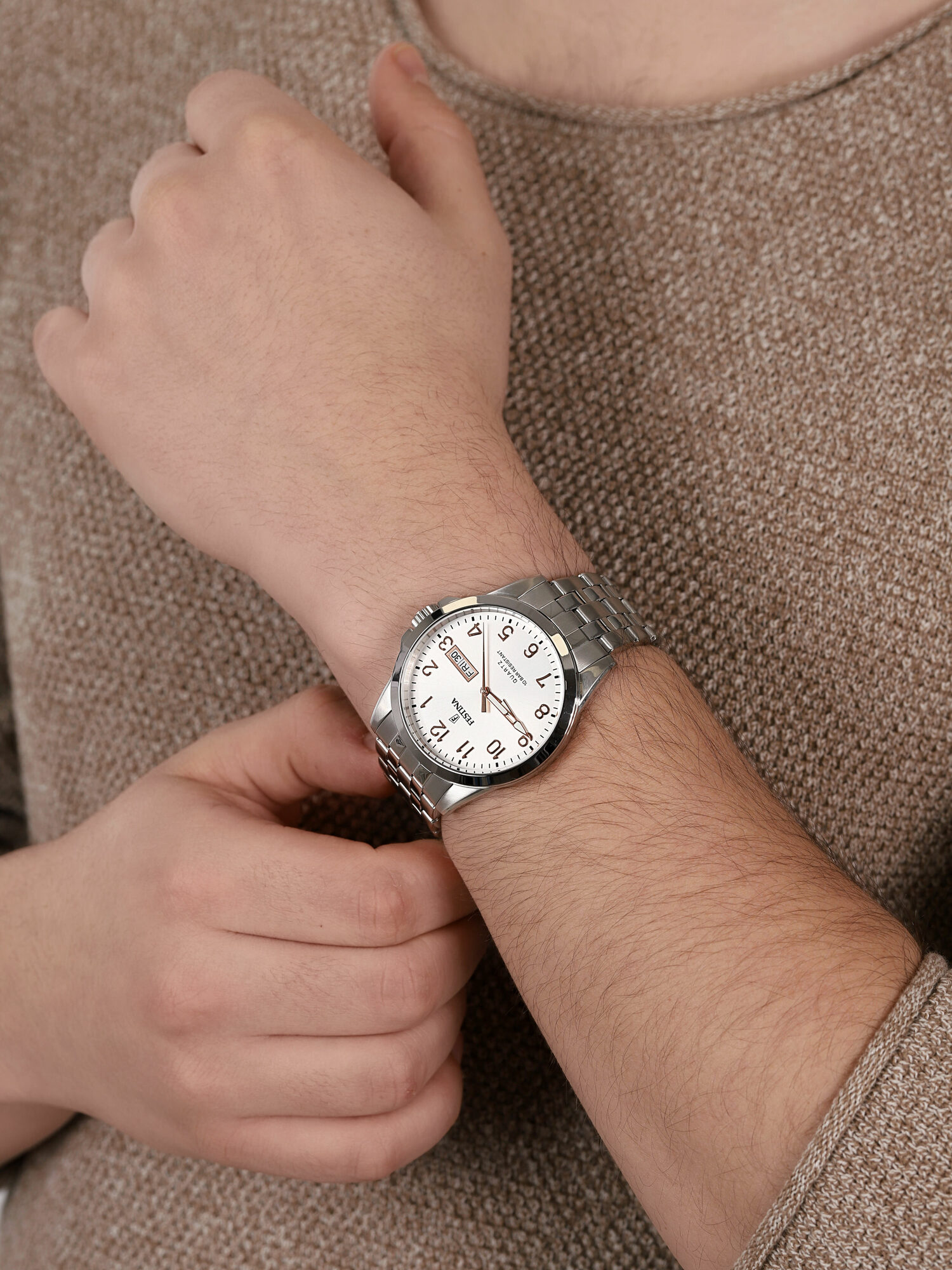 Festina F20357-A zegarek srebrny klasyczny Classic bransoleta - miniatura 3