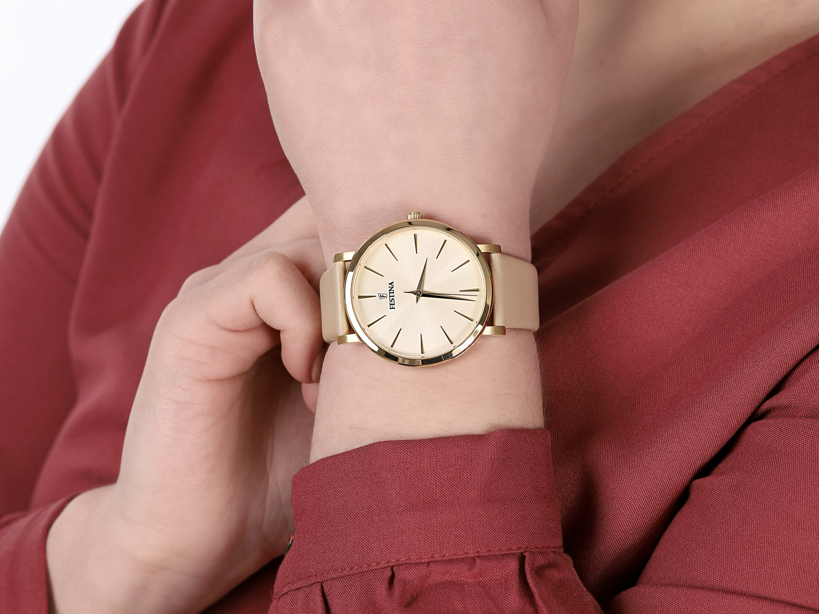 Festina F20372-2 zegarek złoty klasyczny Classic pasek - miniatura 4