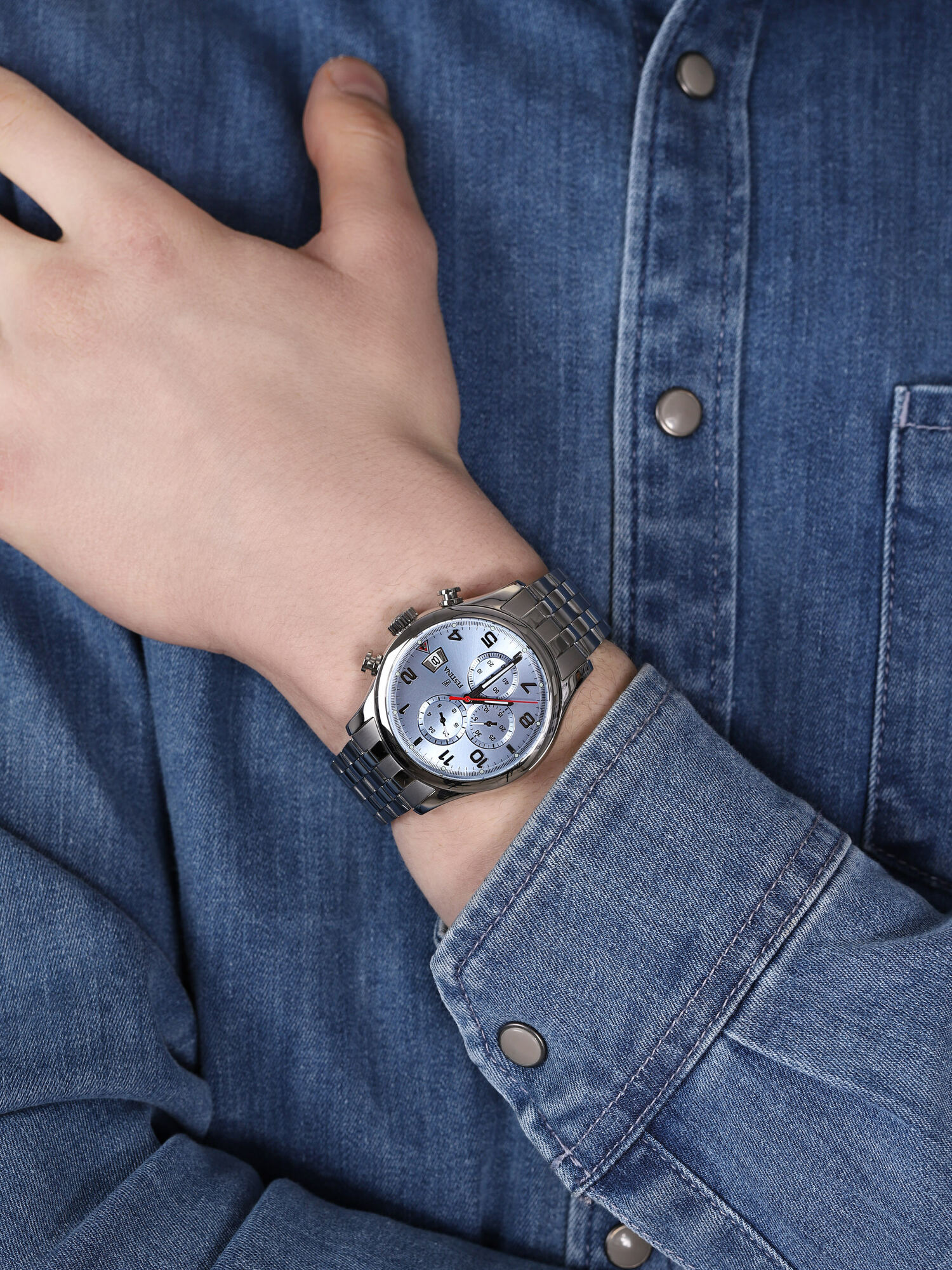 Festina F20374-5 zegarek srebrny Chronograf bransoleta - miniatura 3