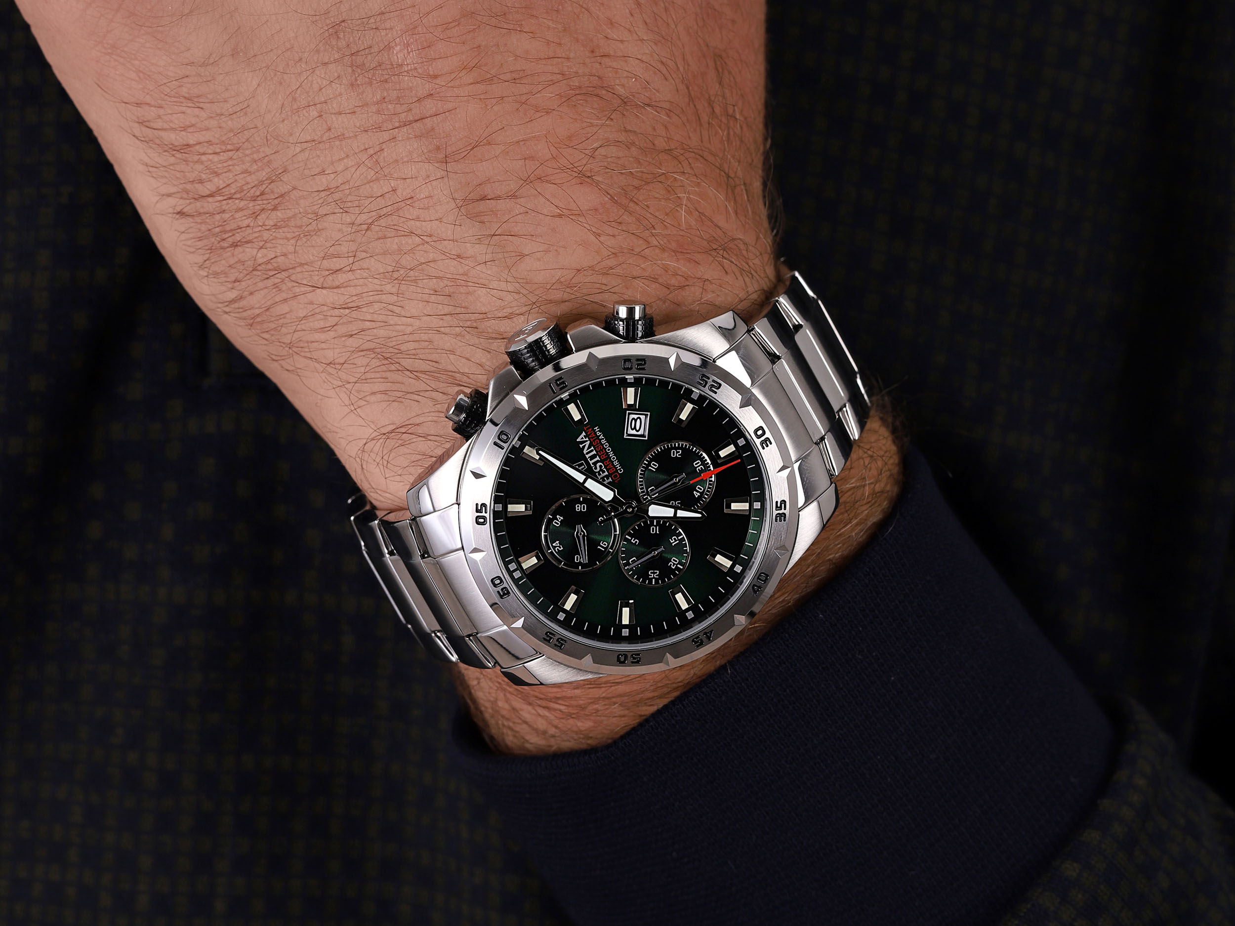 Festina F20463-3 zegarek srebrny sportowy Chronograf bransoleta - miniatura 4