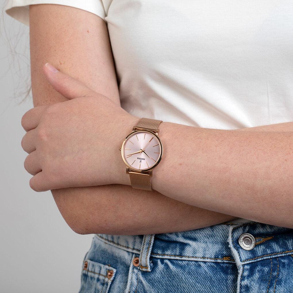 Festina F20477-1 Boyfriend Boyfriend klasyczny zegarek różowe złoto