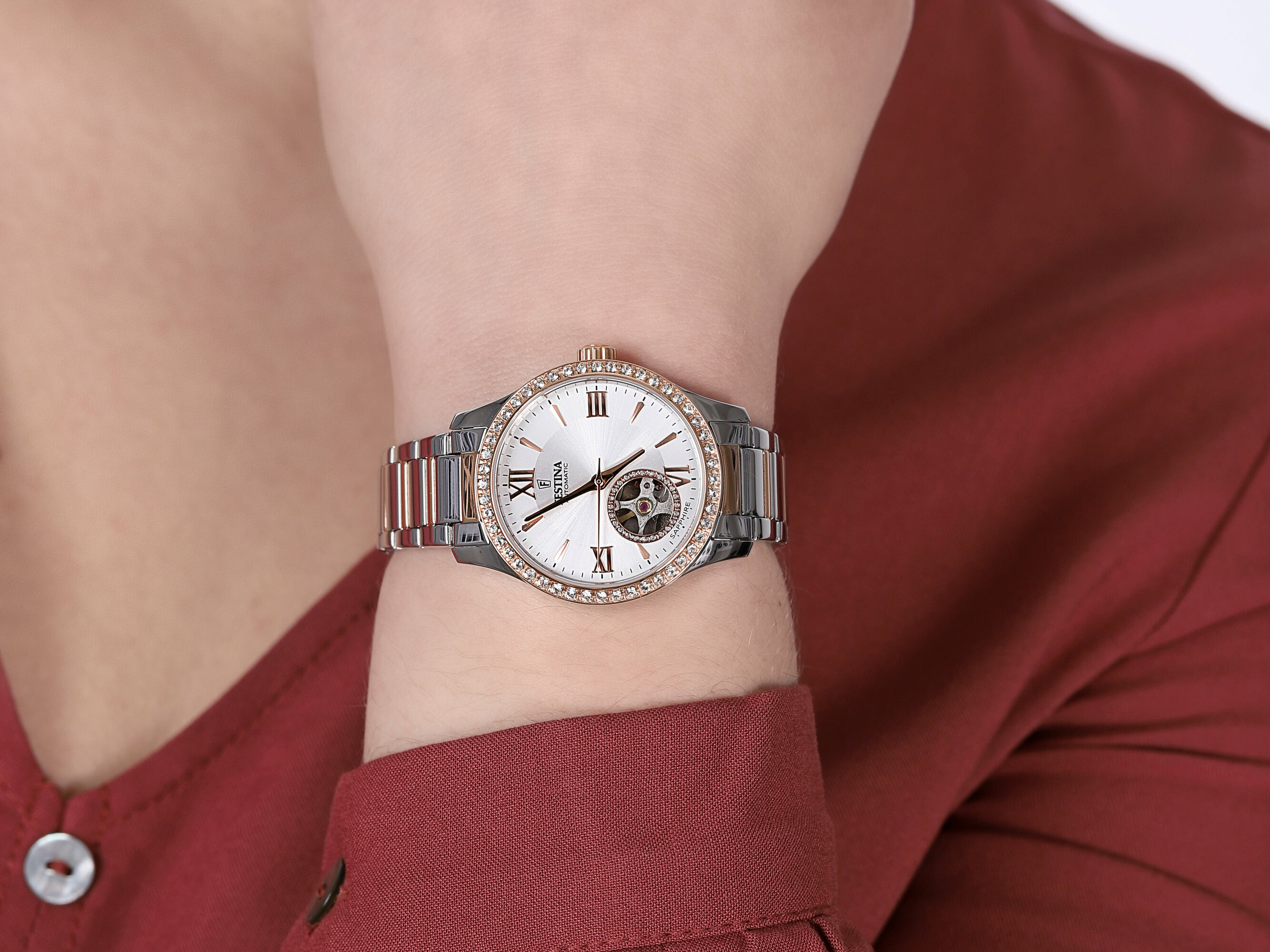 Festina F20487-1 Classic Open Heart Automatic zegarek damski klasyczny szafirowe