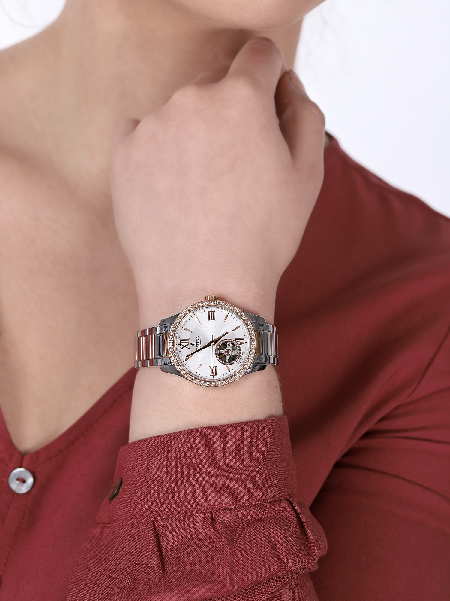 Festina F20487-1 Open Heart Automatic Classic klasyczny zegarek srebrny