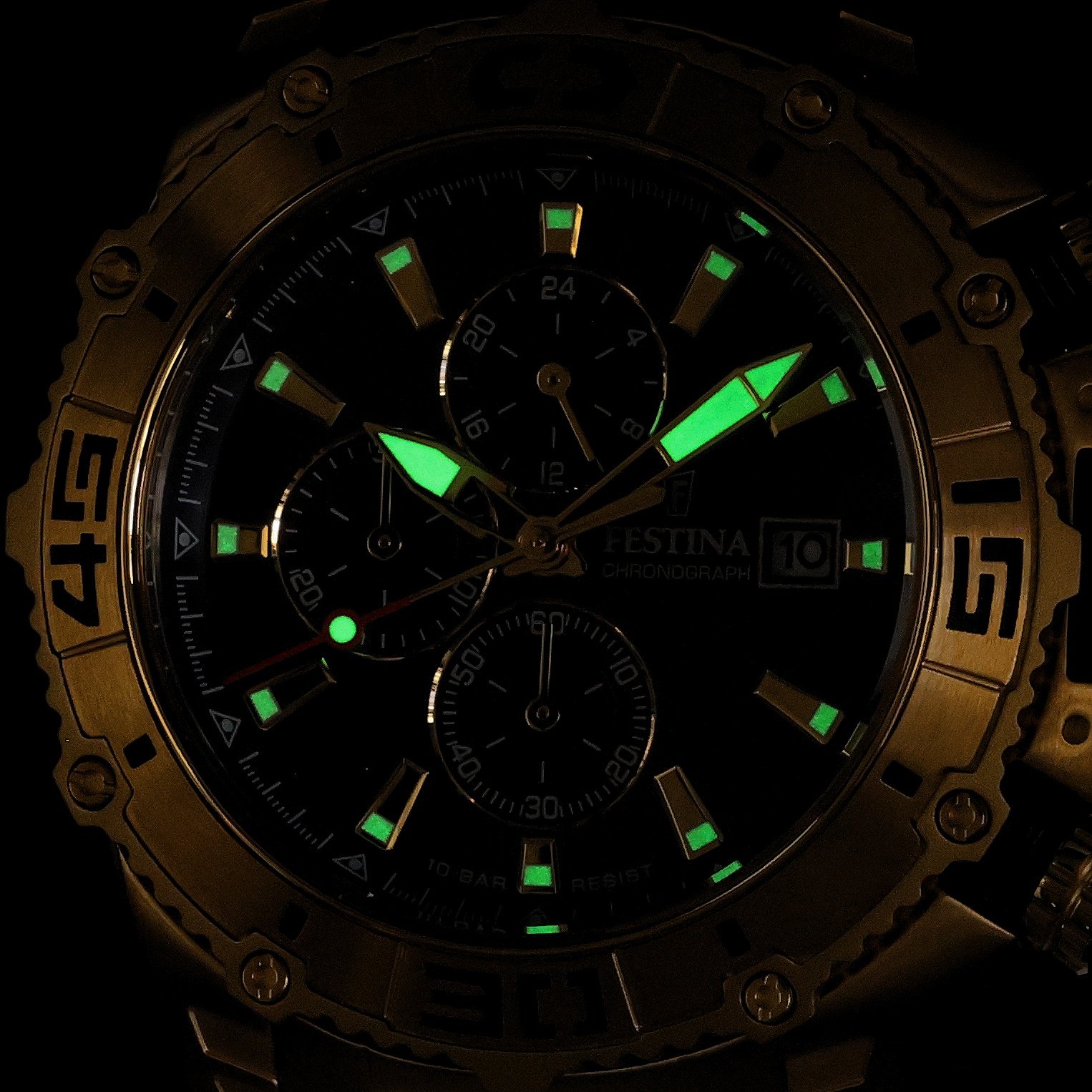 Festina F20492-2 zegarek złoty sportowy Chronograf bransoleta - miniatura 5