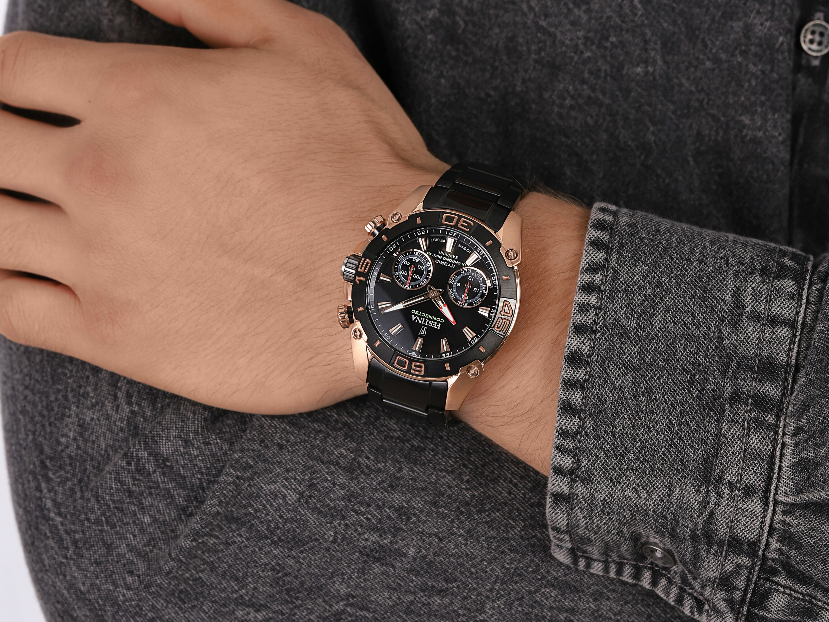 Festina F20548-1 CHRONO BIKE HYBRID Connected sportowy smartwatch czarny - miniatura 4