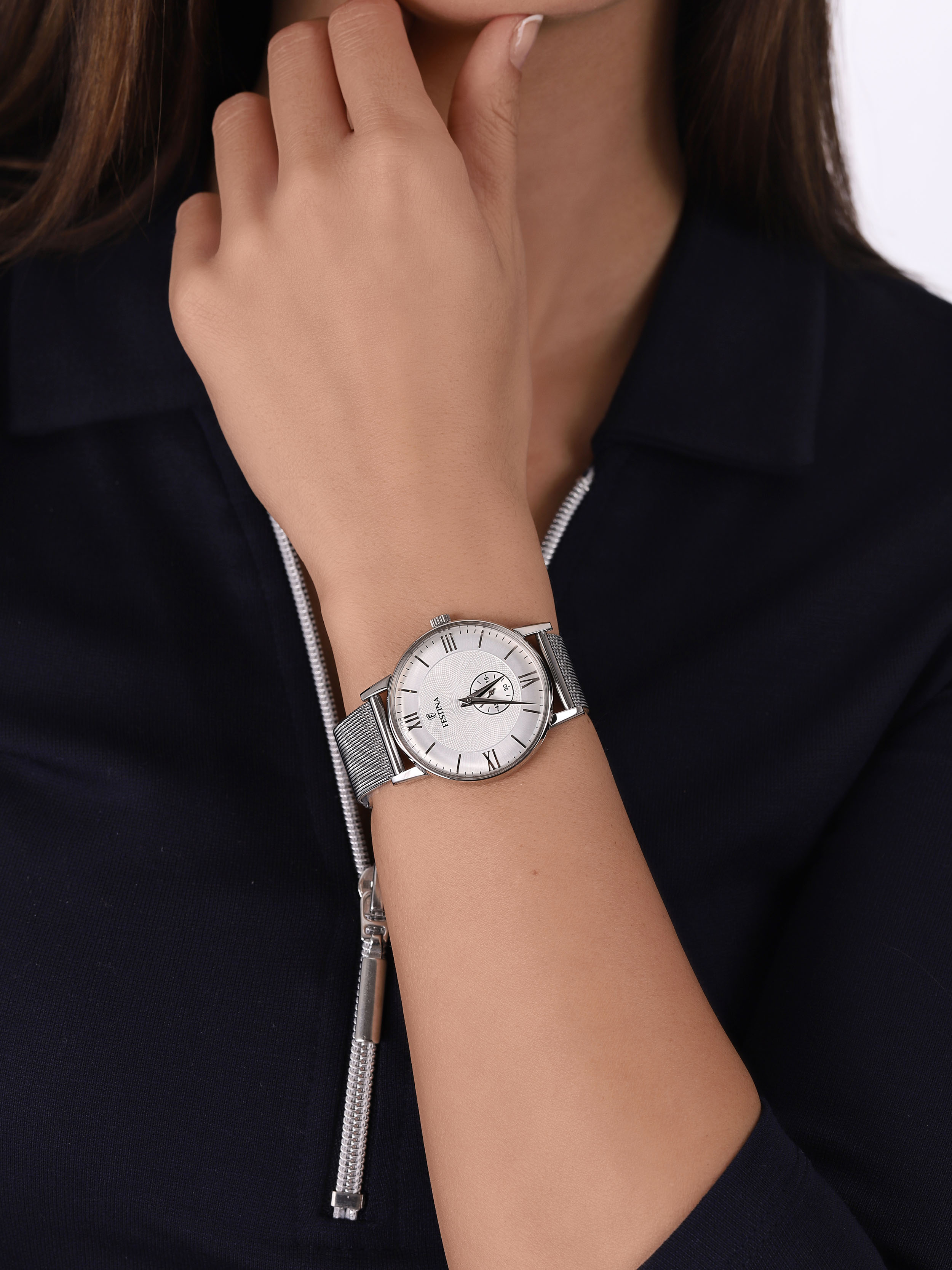 Festina F20568-2 zegarek srebrny klasyczny Retro bransoleta - miniatura 3
