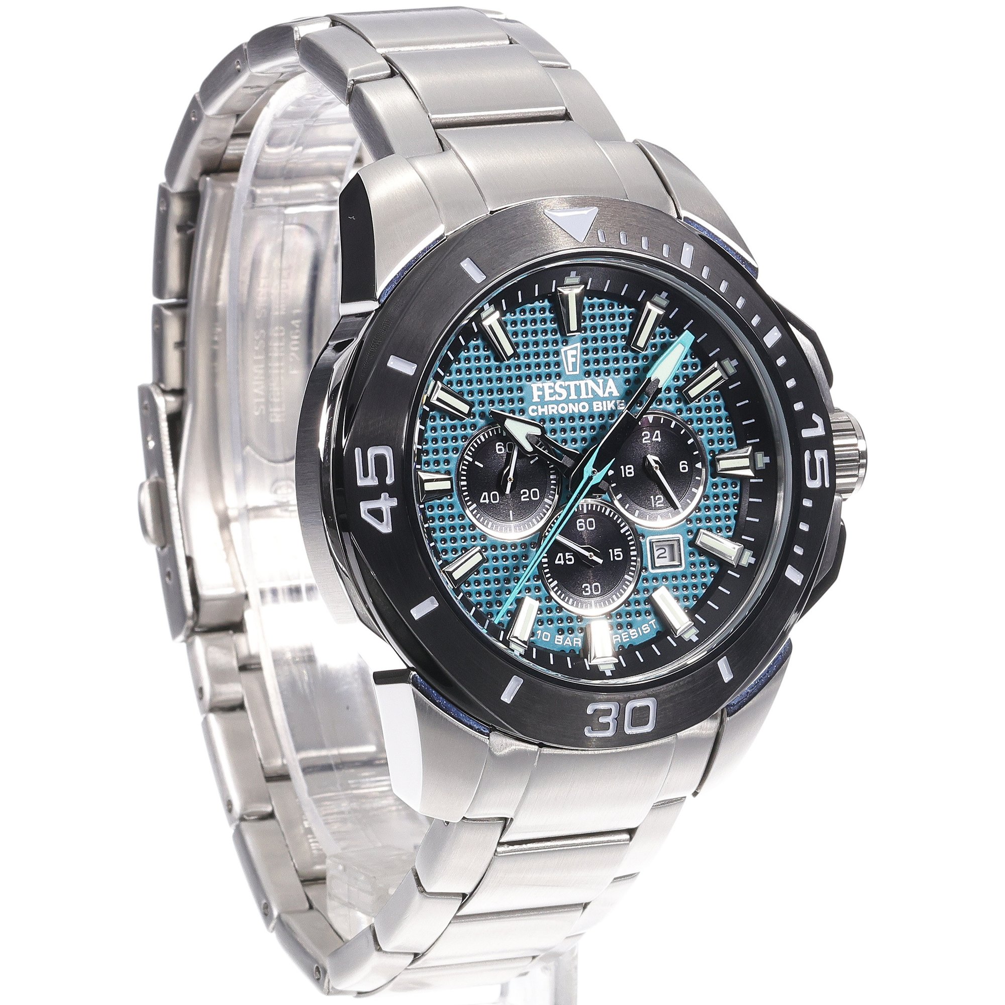 Festina F20641-3 zegarek srebrny sportowy Chrono Bike bransoleta