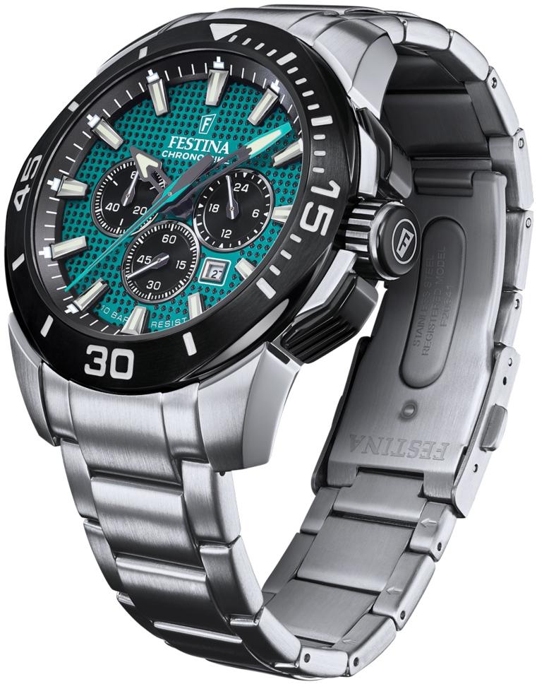 Festina F20641-3 zegarek srebrny sportowy Chrono Bike bransoleta