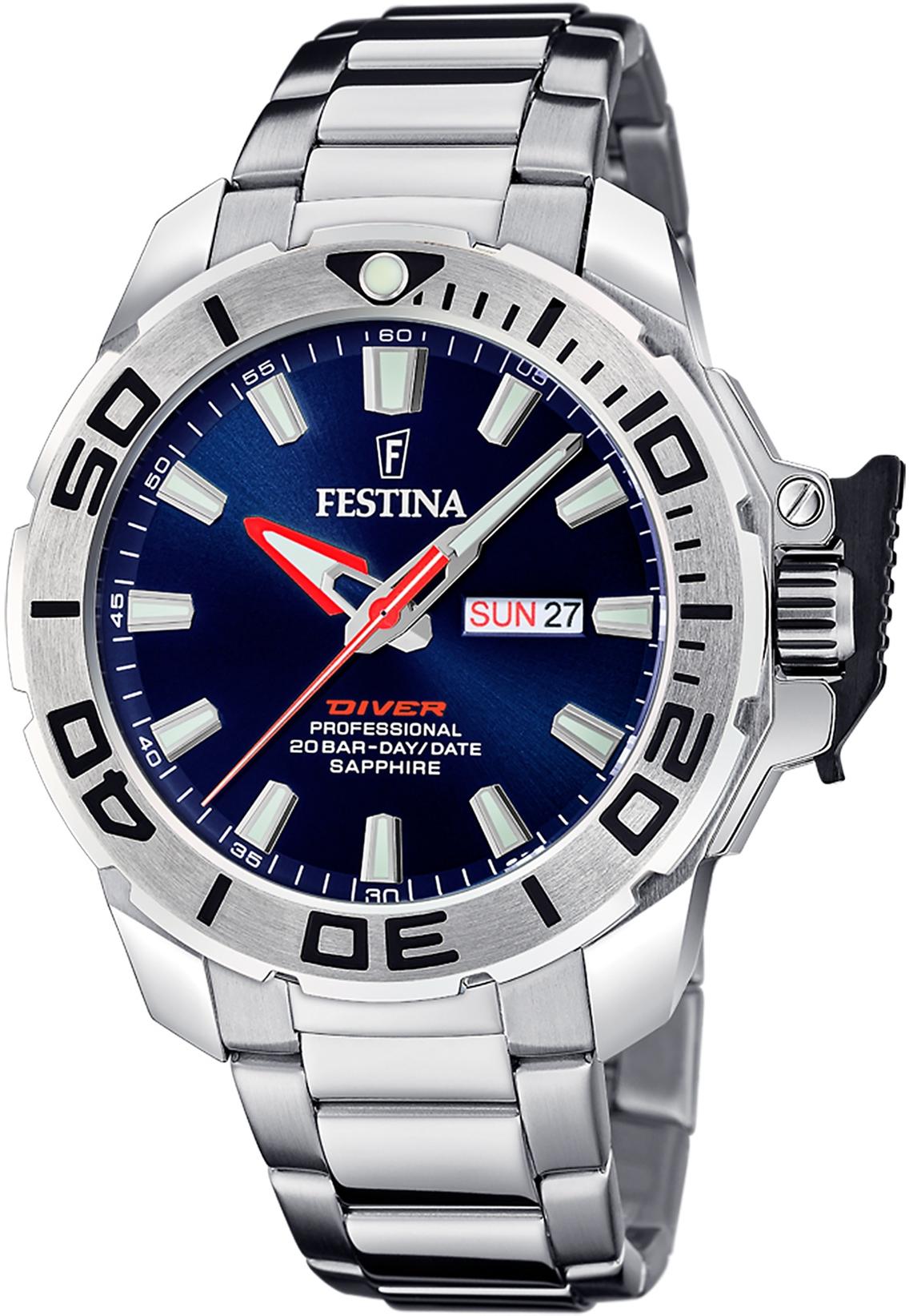 Festina F20665-1 zegarek srebrny klasyczny Diver bransoleta - miniatura 5
