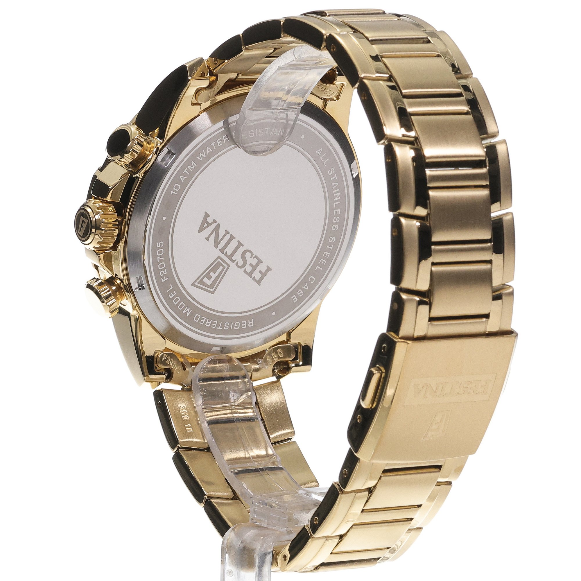 Festina F20705-3 zegarek złoty klasyczny Timeless Chronograph bransoleta