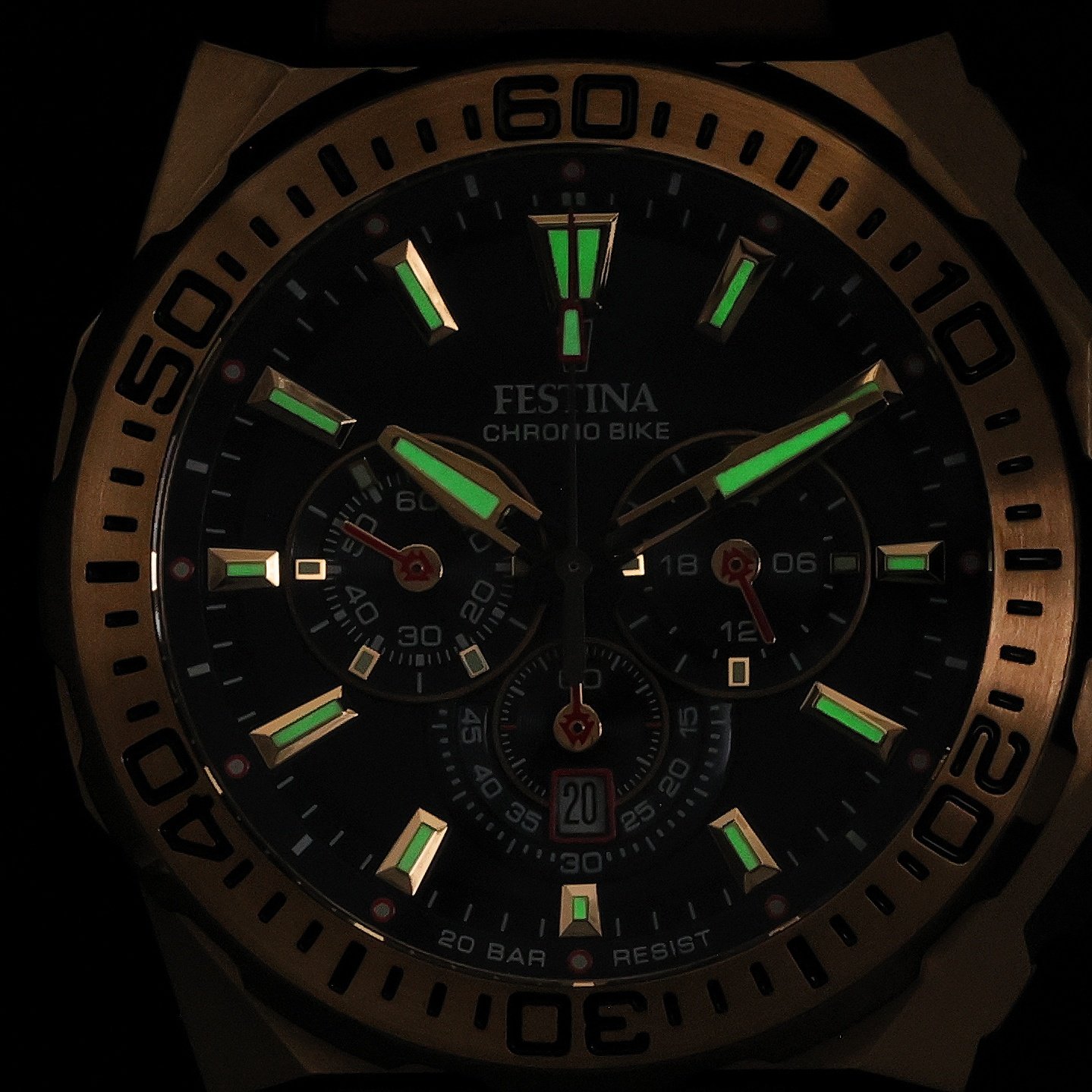 Festina F20728-1 zegarek złoty typudiver Chrono Bike pasek - miniatura 5