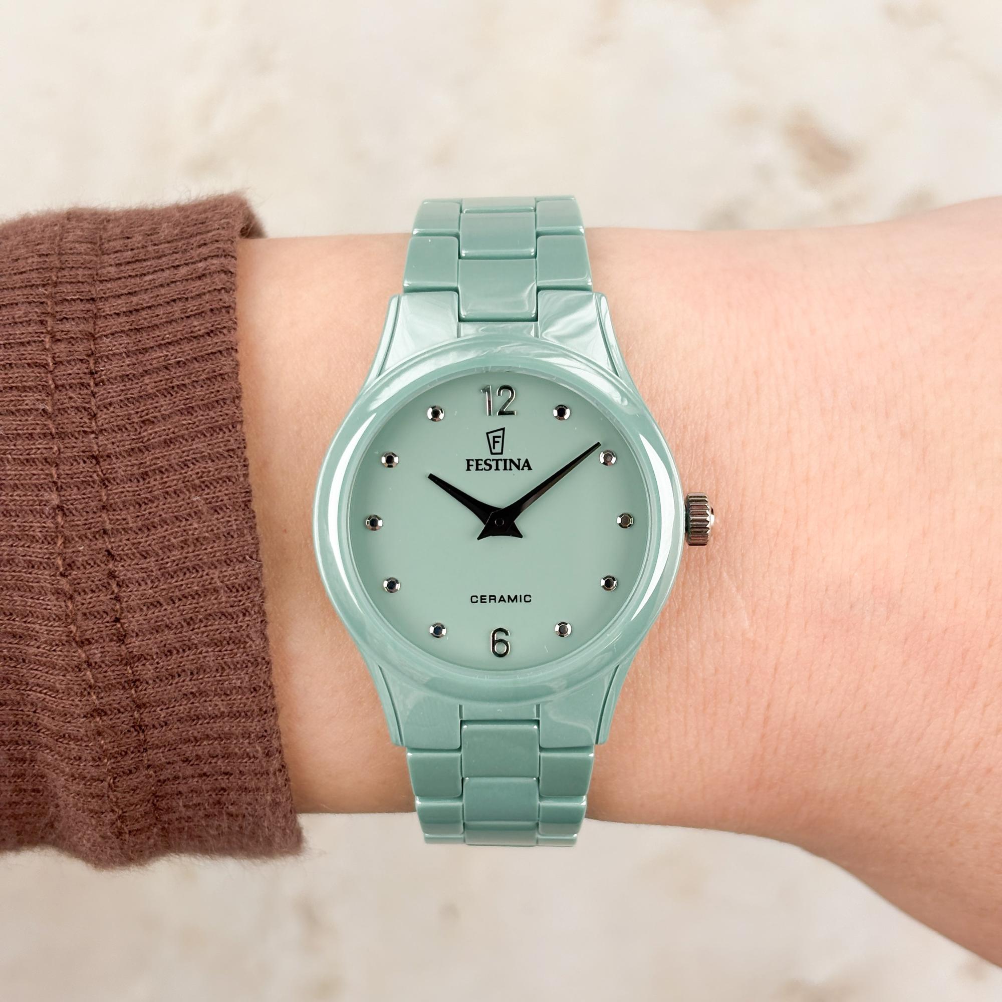 Festina F20751-3 Ceramic Ceramic klasyczny zegarek zielony