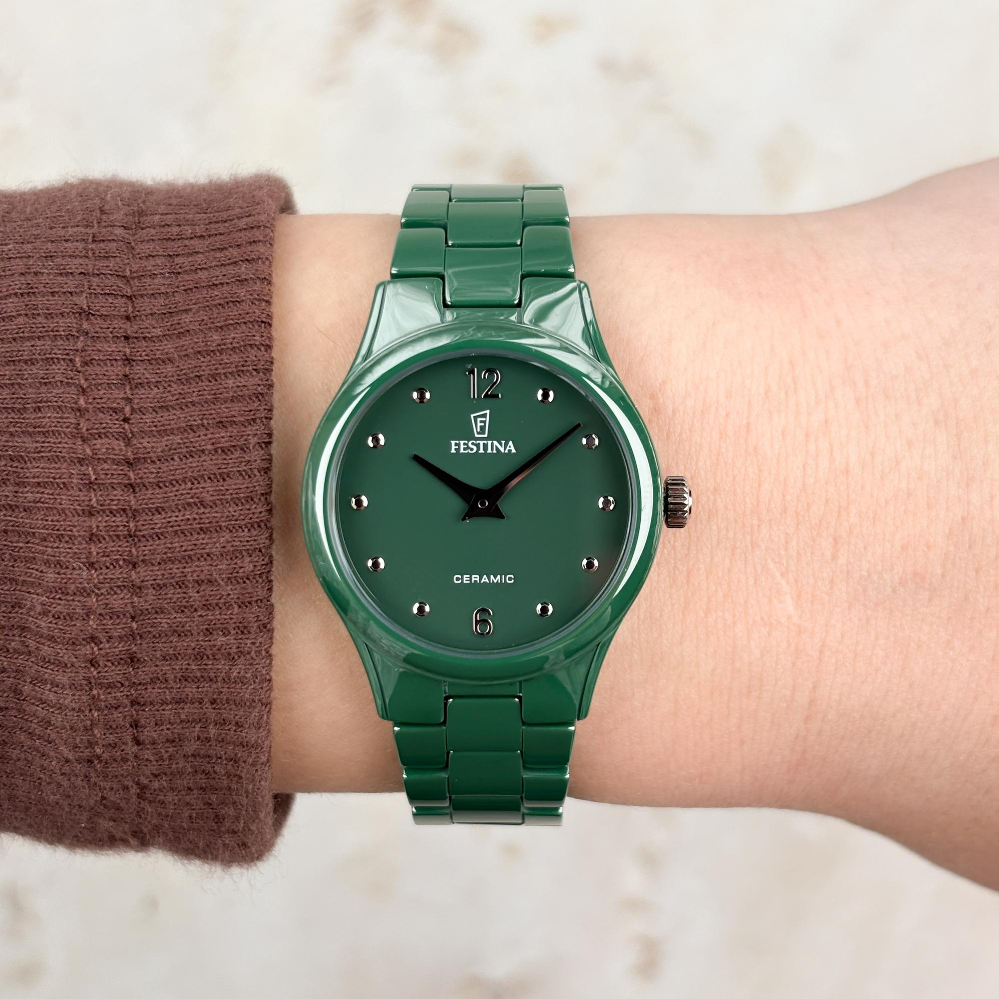 Festina F20751-6 Ceramic Ceramic klasyczny zegarek zielony - miniatura 9
