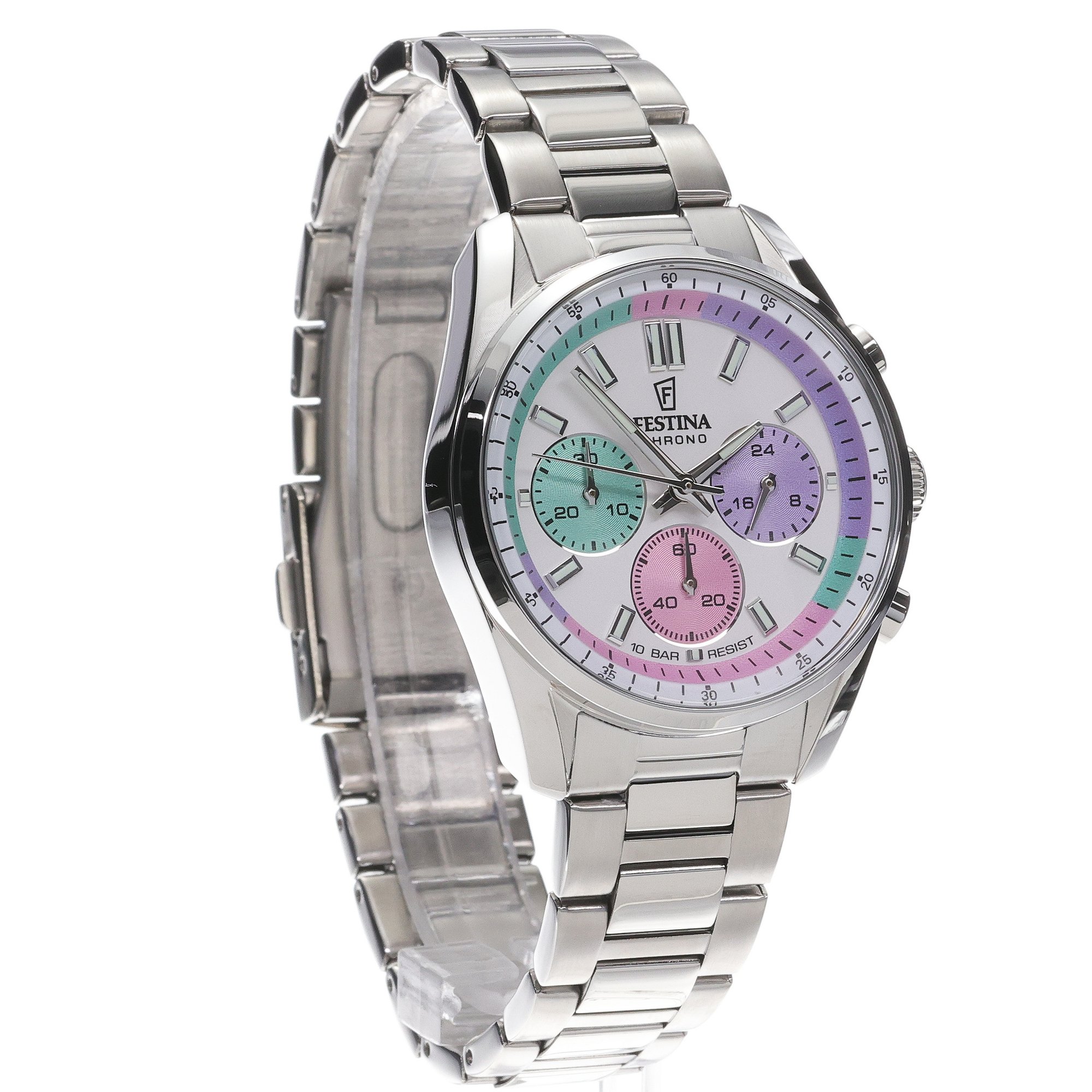 Festina F20753-5 zegarek srebrny sportowy Boyfriend bransoleta
