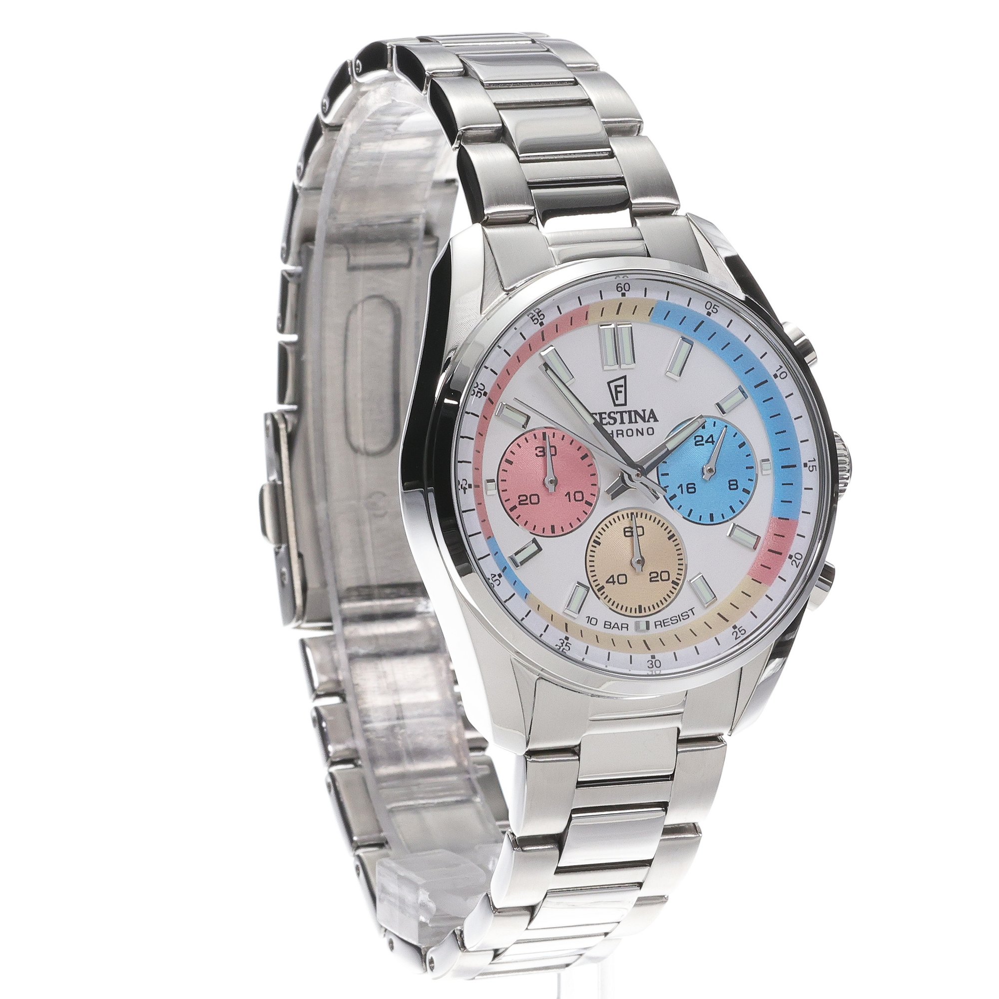 Festina F20753-6 zegarek srebrny sportowy Boyfriend bransoleta