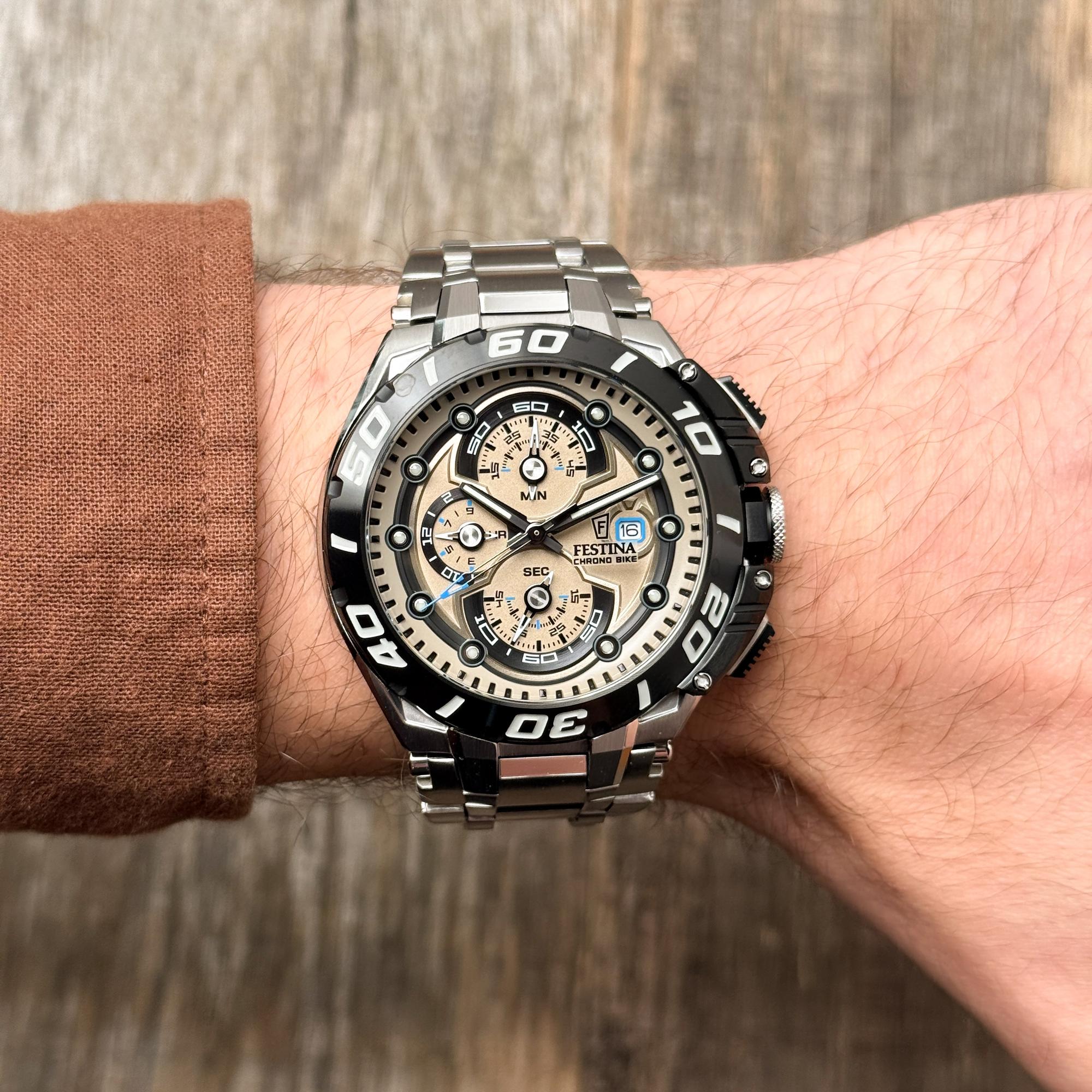 Festina F20754-2 zegarek srebrny sportowy Chrono Bike bransoleta