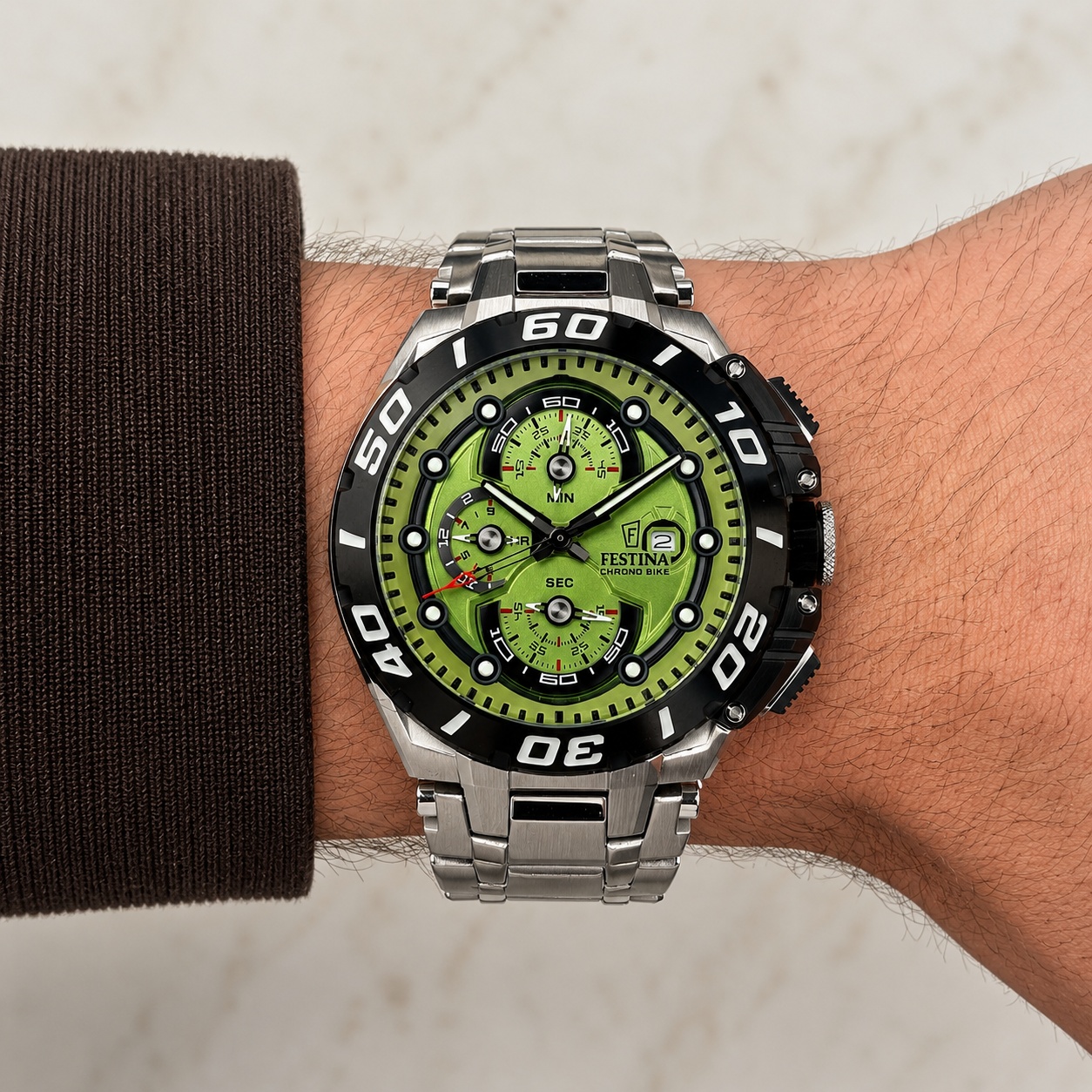 Festina F20754-3 zegarek srebrny sportowy Chrono Bike bransoleta