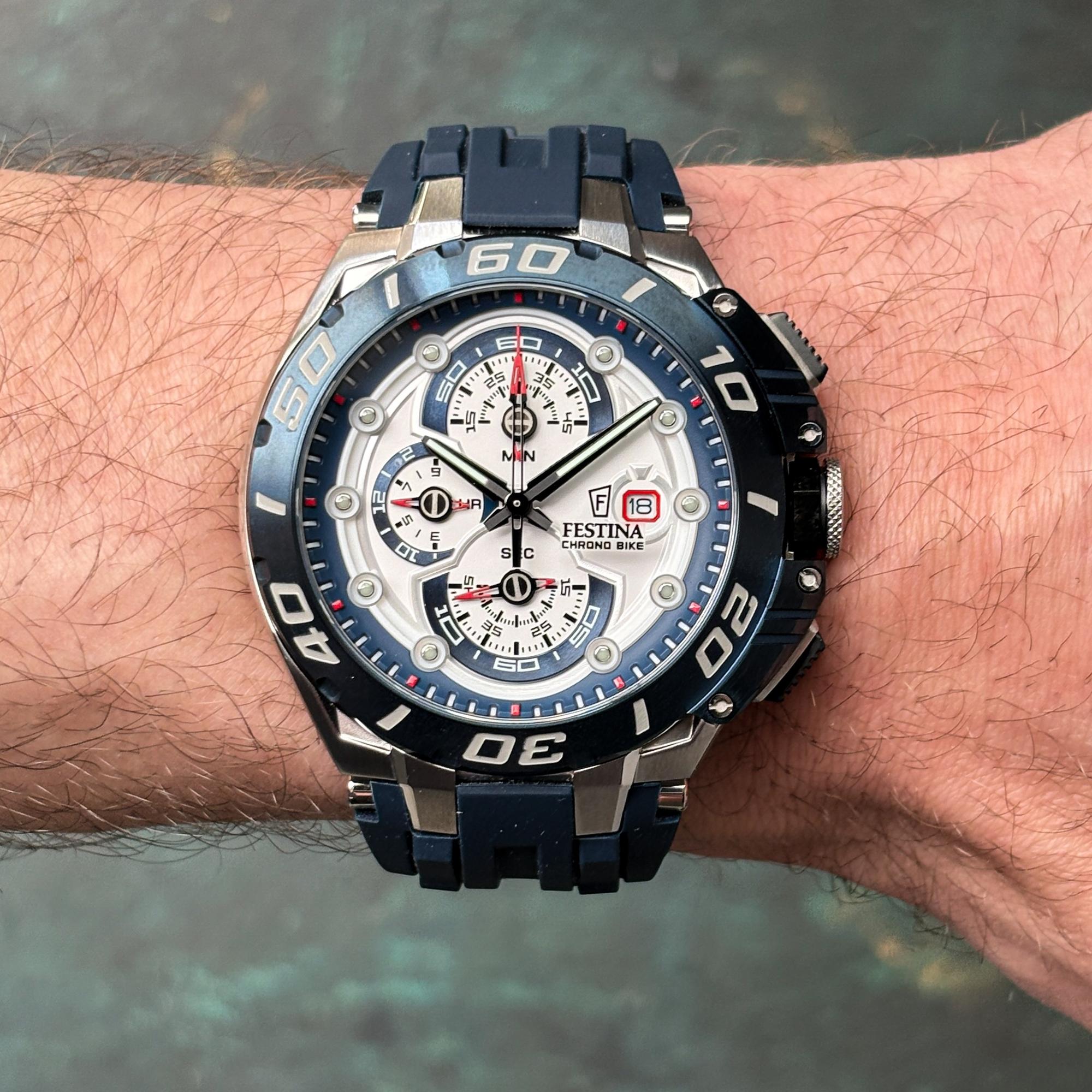 Festina F20755-1 zegarek srebrny sportowy Chrono Bike pasek - miniatura 9