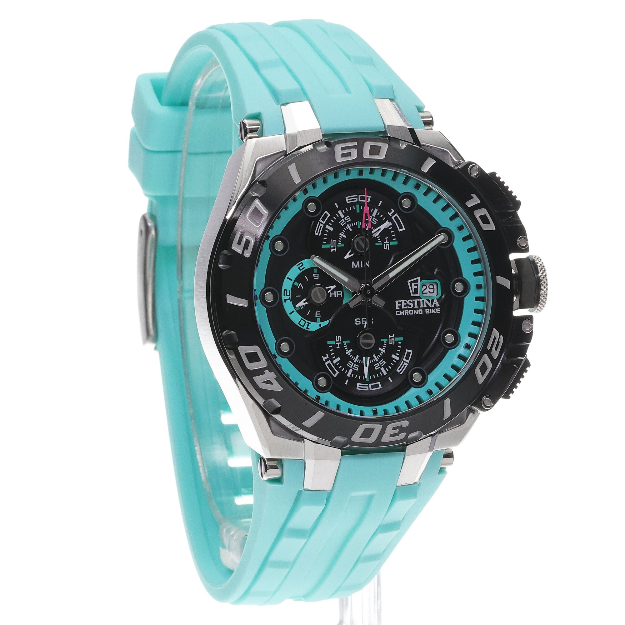 Festina F20755-7 zegarek srebrny sportowy Chrono Bike pasek - miniatura 3