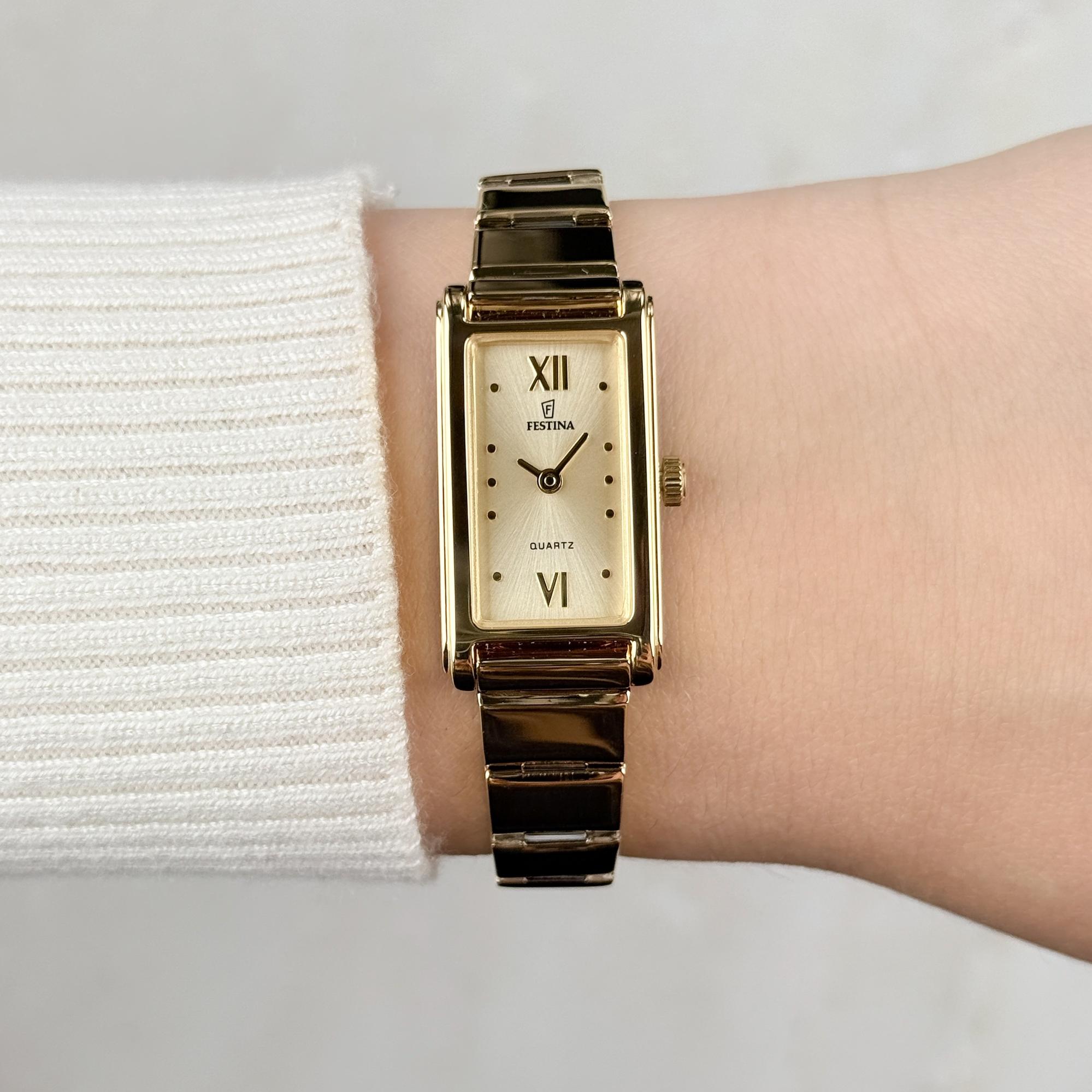 Festina F20768-2 zegarek złoty klasyczny Mademoiselle bransoleta - miniatura 5