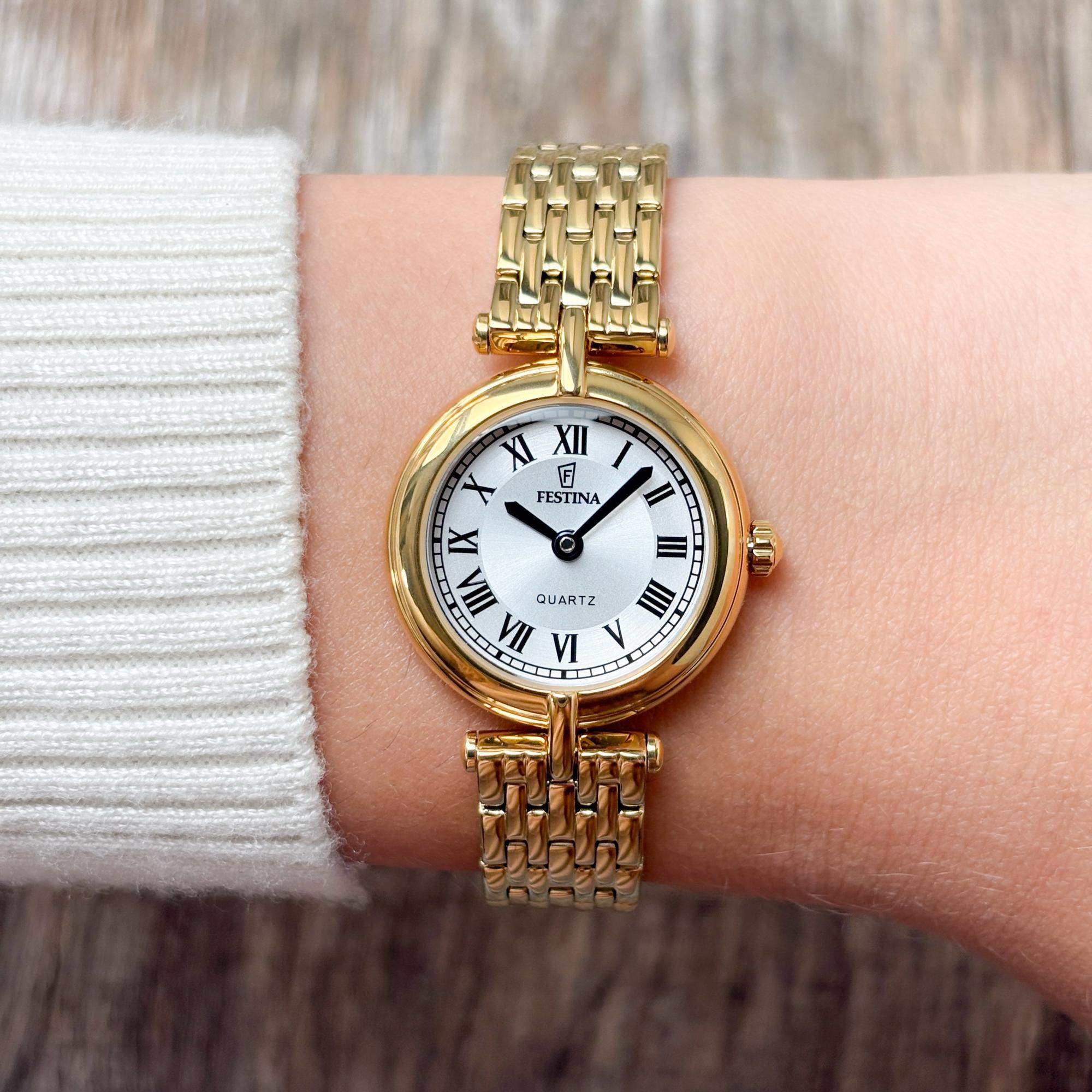 Festina F20790-1 zegarek złoty klasyczny Mademoiselle bransoleta - miniatura 5