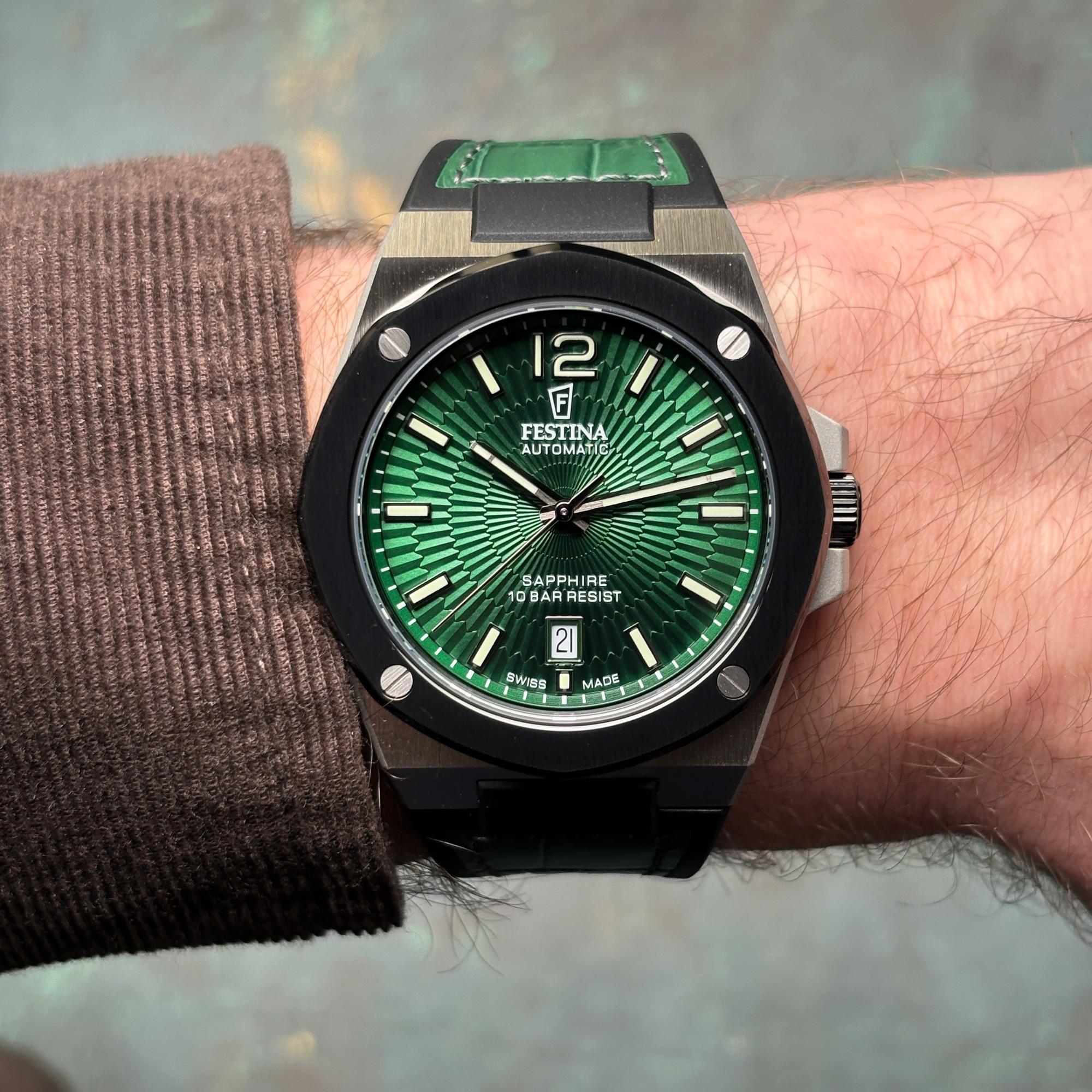 Festina F22005-3 Swiss Made Swiss Made Automatic zegarek męski klasyczny szafirowe