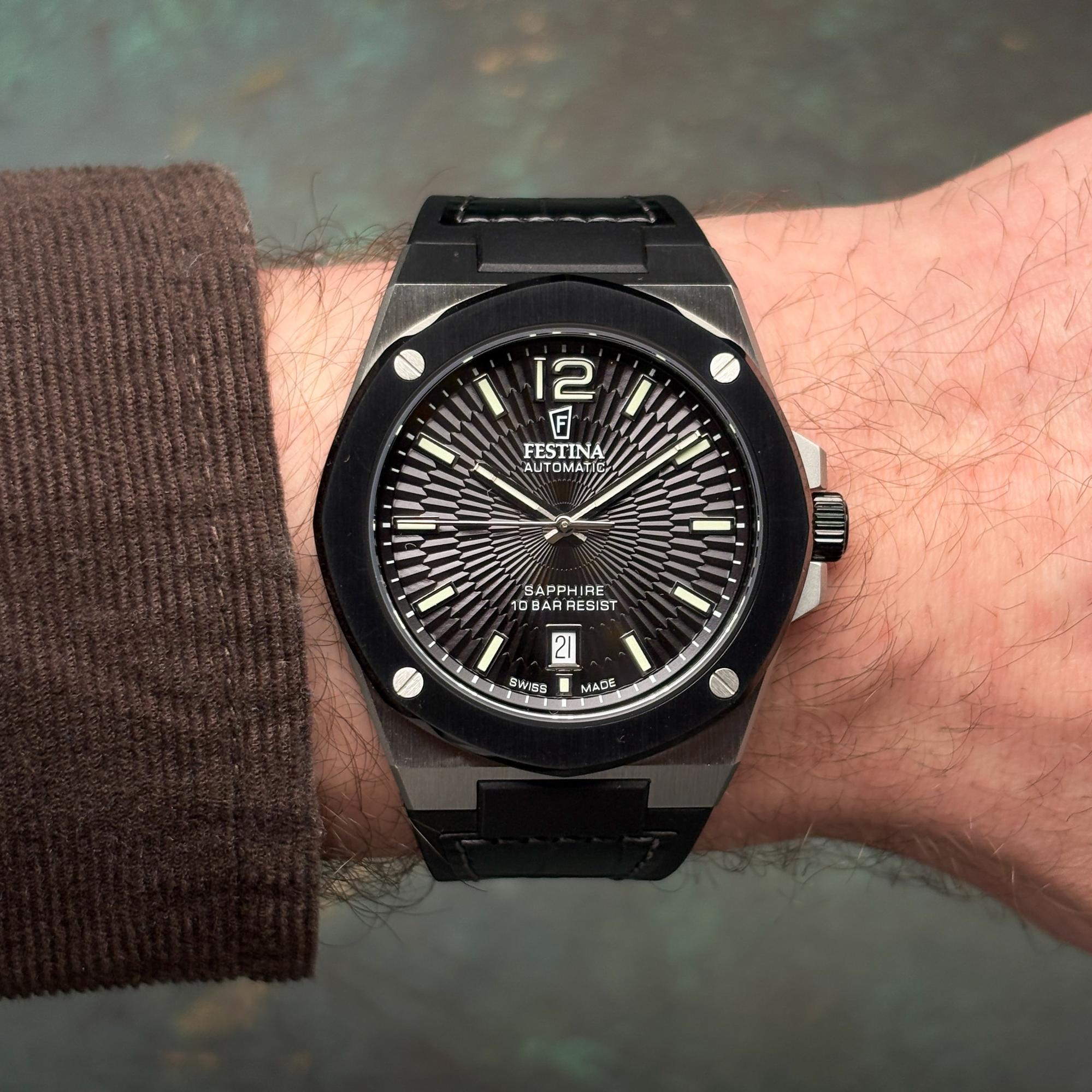 Festina F22005-4 Swiss Made Swiss Made Automatic zegarek męski klasyczny szafirowe