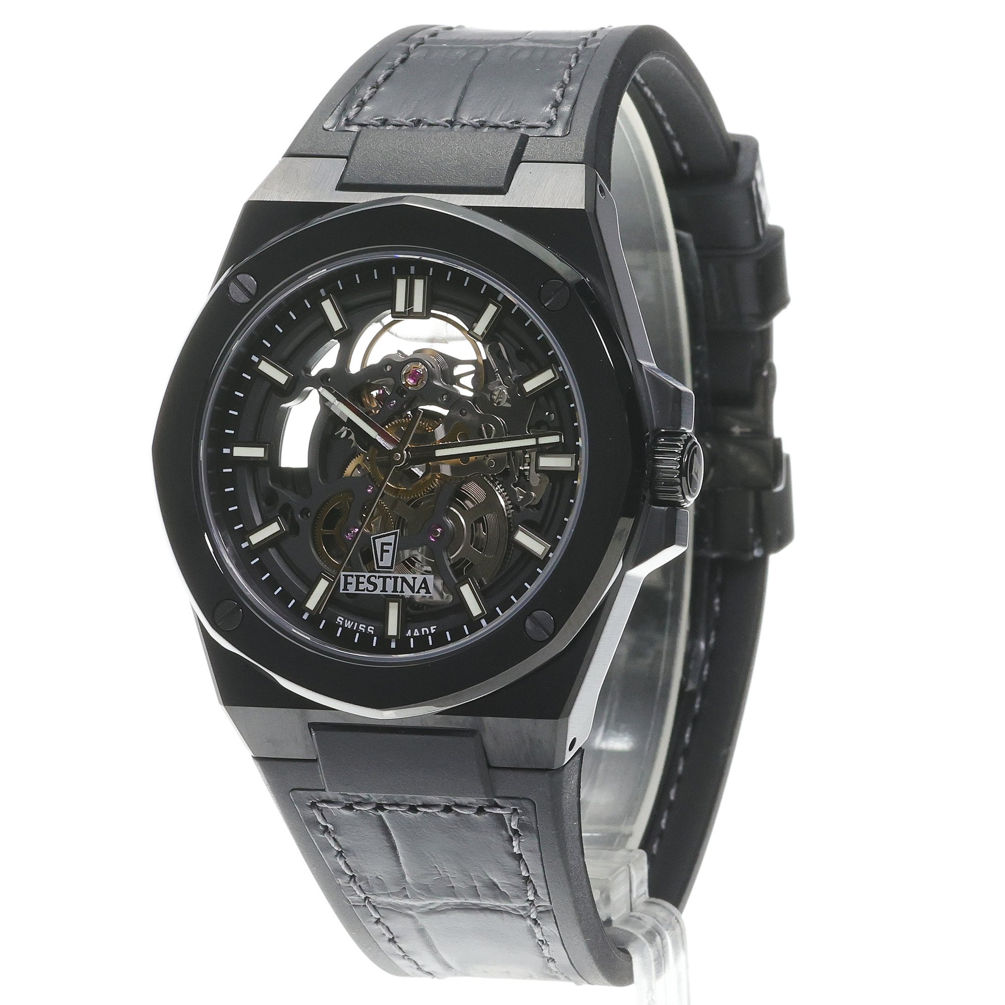 Festina F22015-1 zegarek czarny klasyczny Swiss Made pasek
