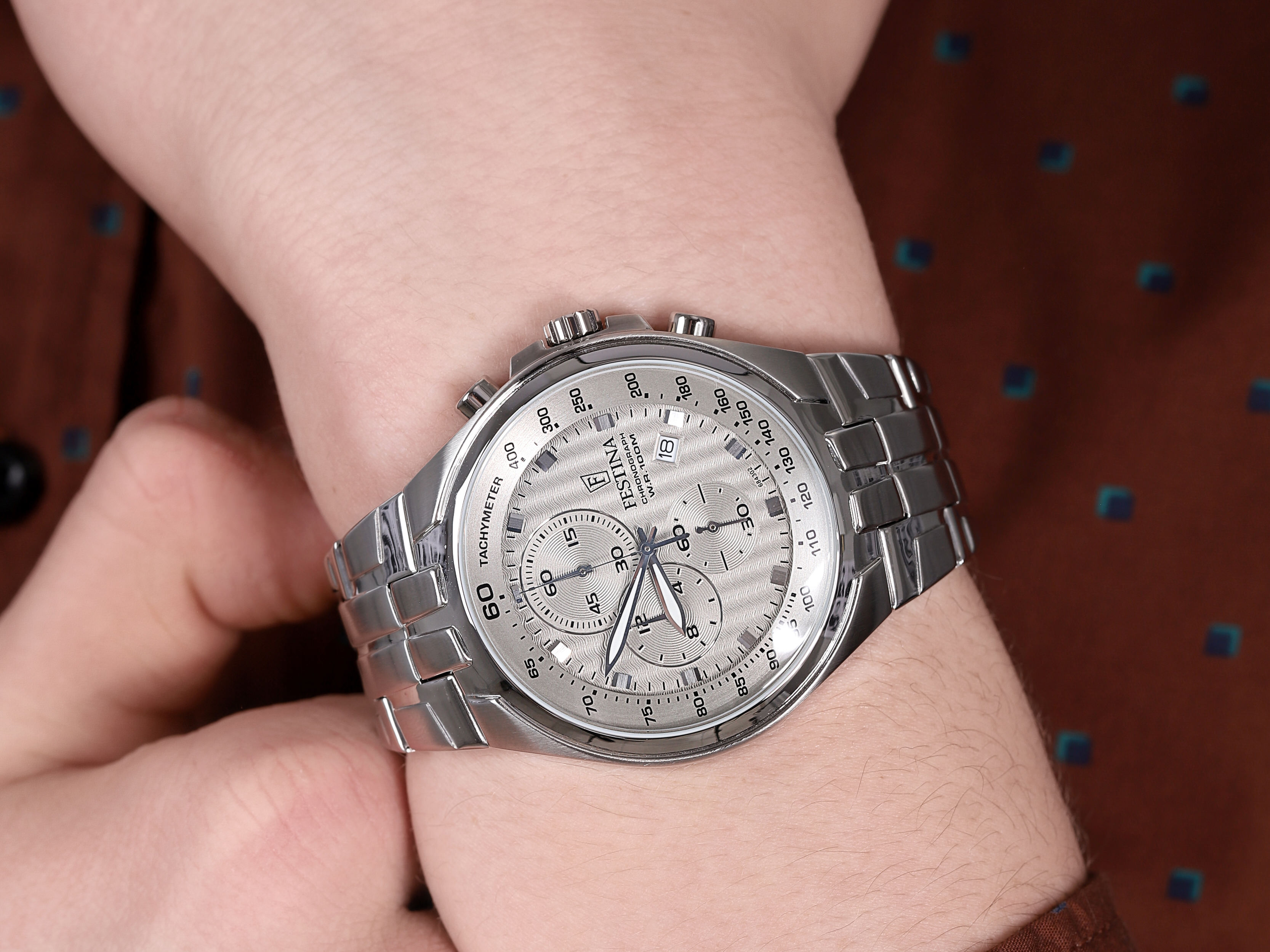 Festina F6843-2 męski zegarek Chronograf bransoleta - miniatura 4