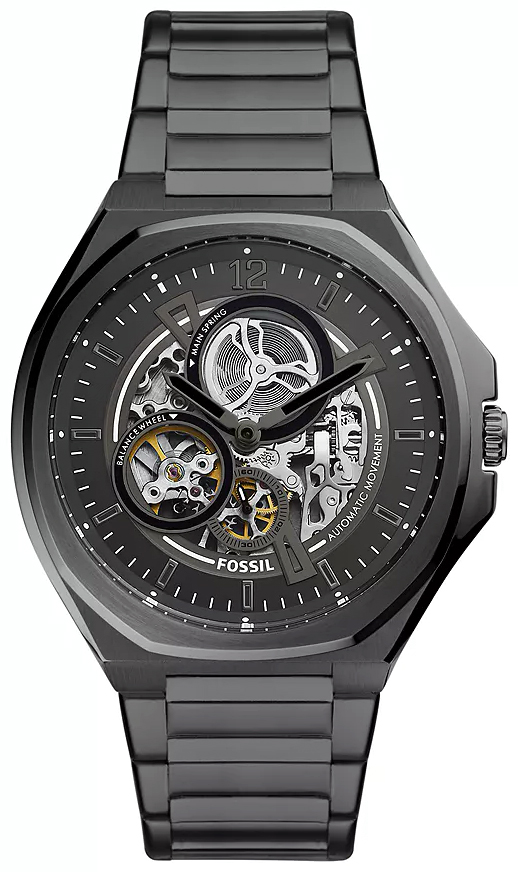 Fossil EVANSTON AUTOMATIC Black Stainless Steel 45mm BQ2621
