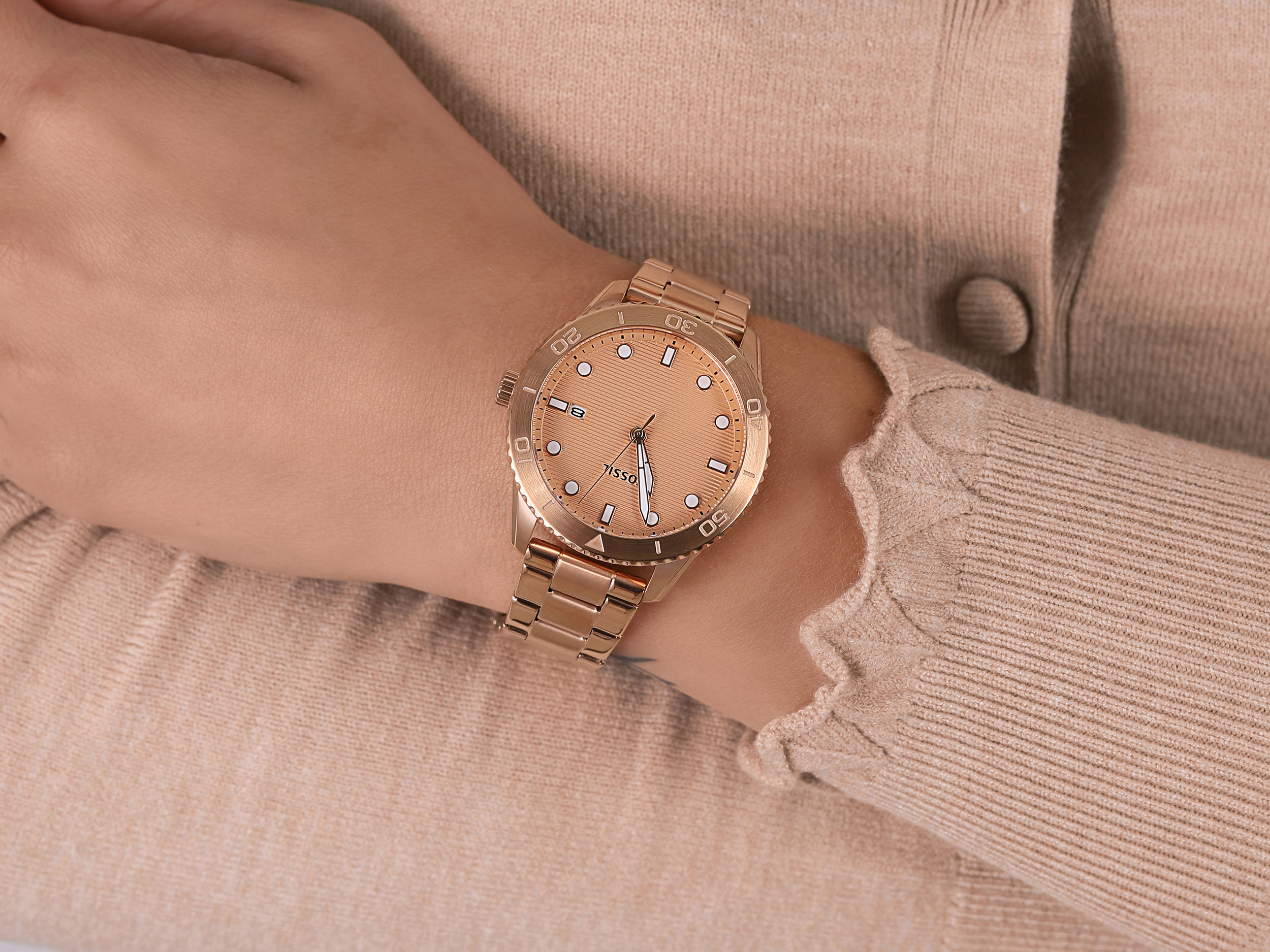 Fossil BQ3596 zegarek różowe złoto klasyczny Dayle bransoleta - miniatura 4
