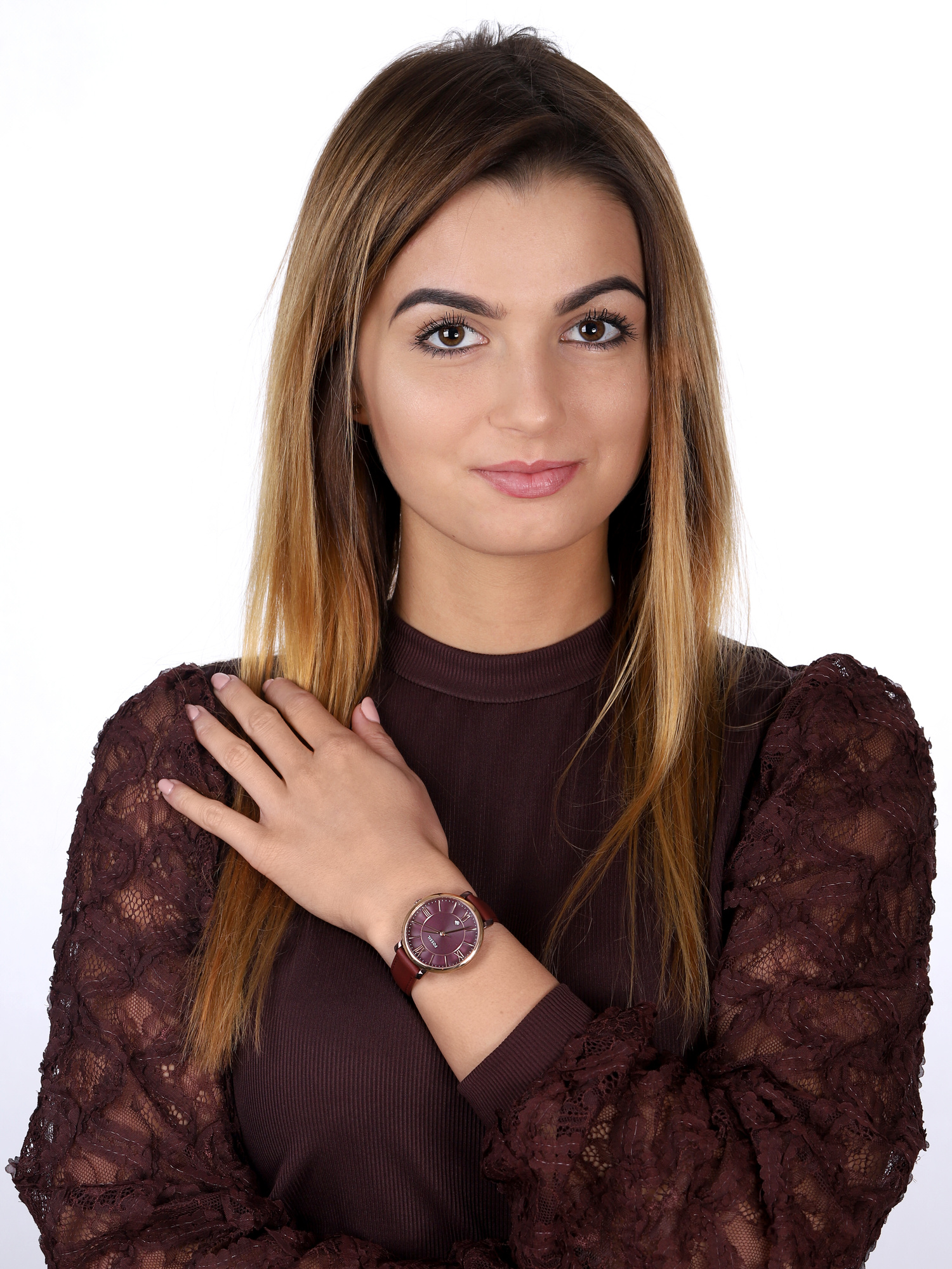 Fossil ES4099 zegarek różowe złoto klasyczny Jacqueline pasek - miniatura 2