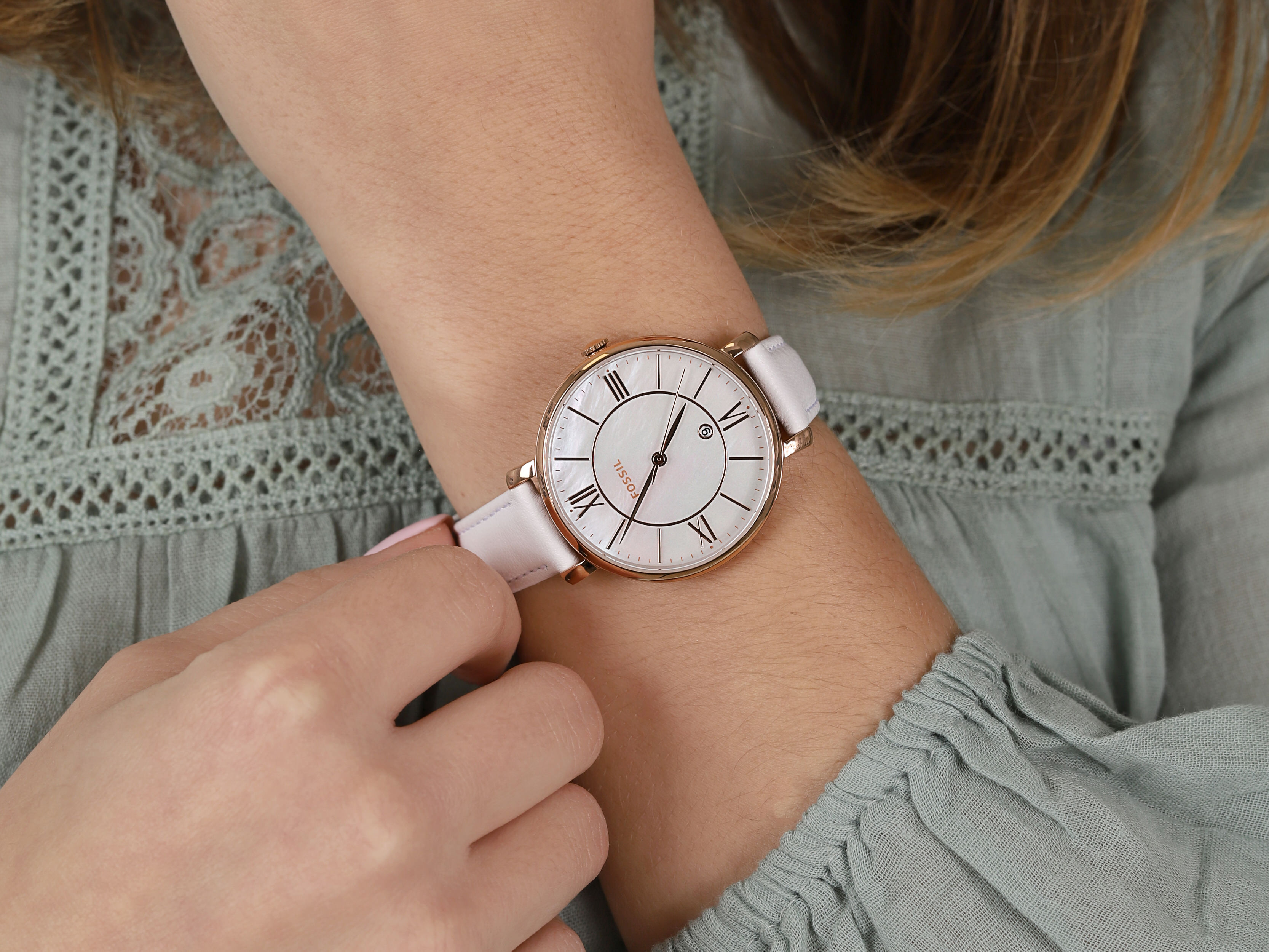 Fossil ES4579 zegarek różowe złoto klasyczny Jacqueline pasek - miniatura 4