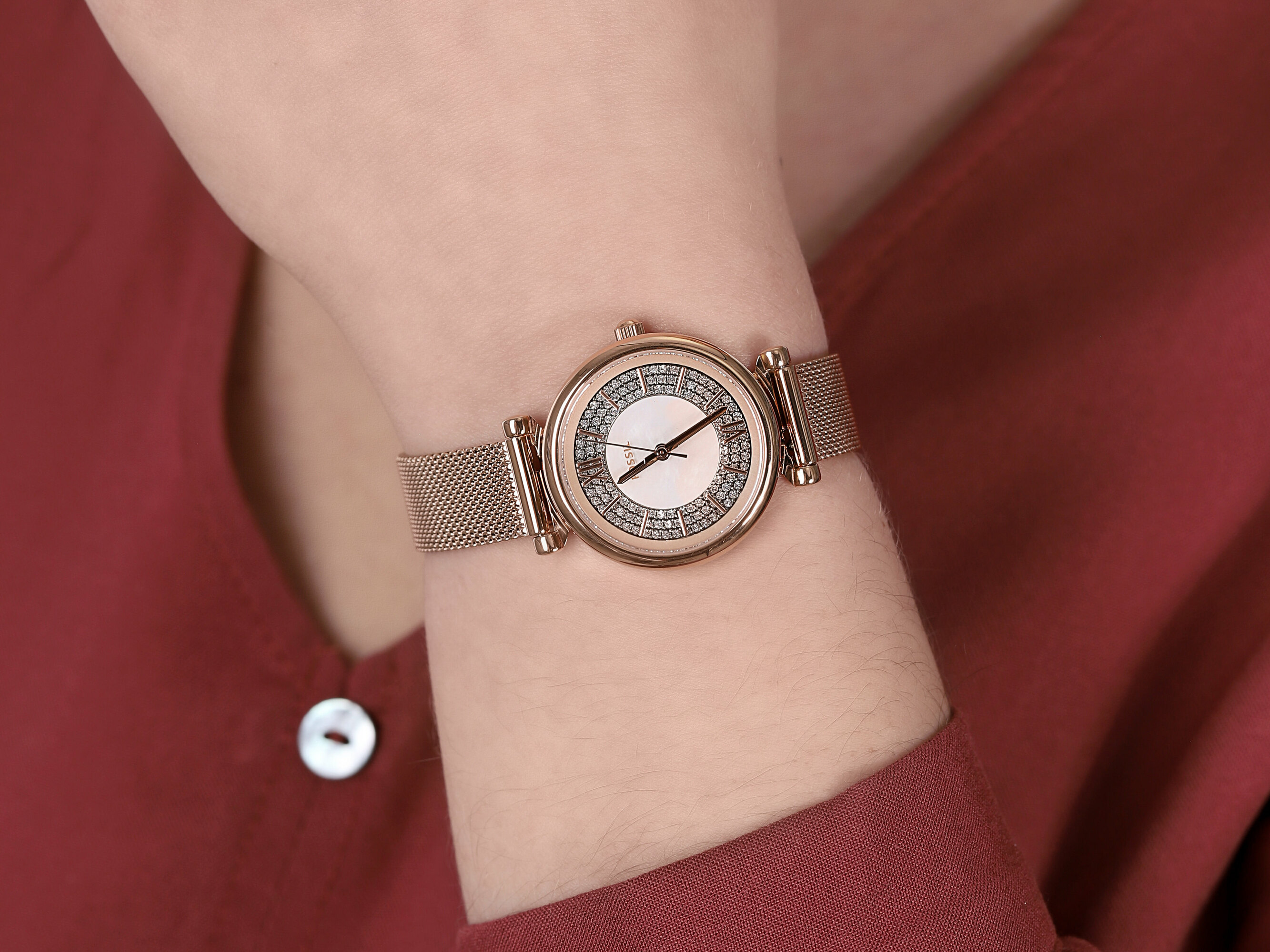 Fossil ES4836 zegarek damski Carlie różowe złoto - miniatura 4