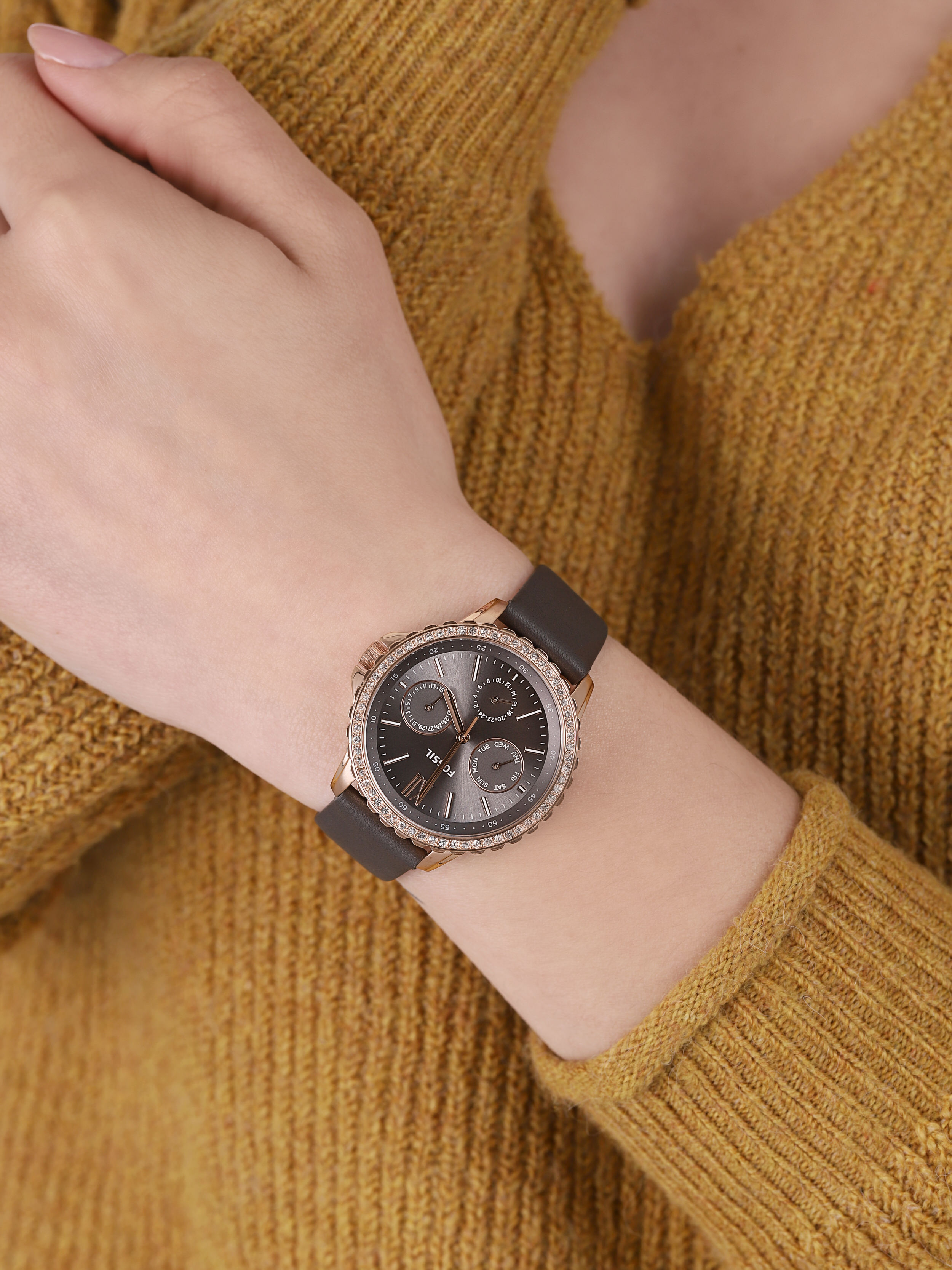 Fossil ES4889 zegarek różowe złoto klasyczny Izzy pasek - miniatura 3