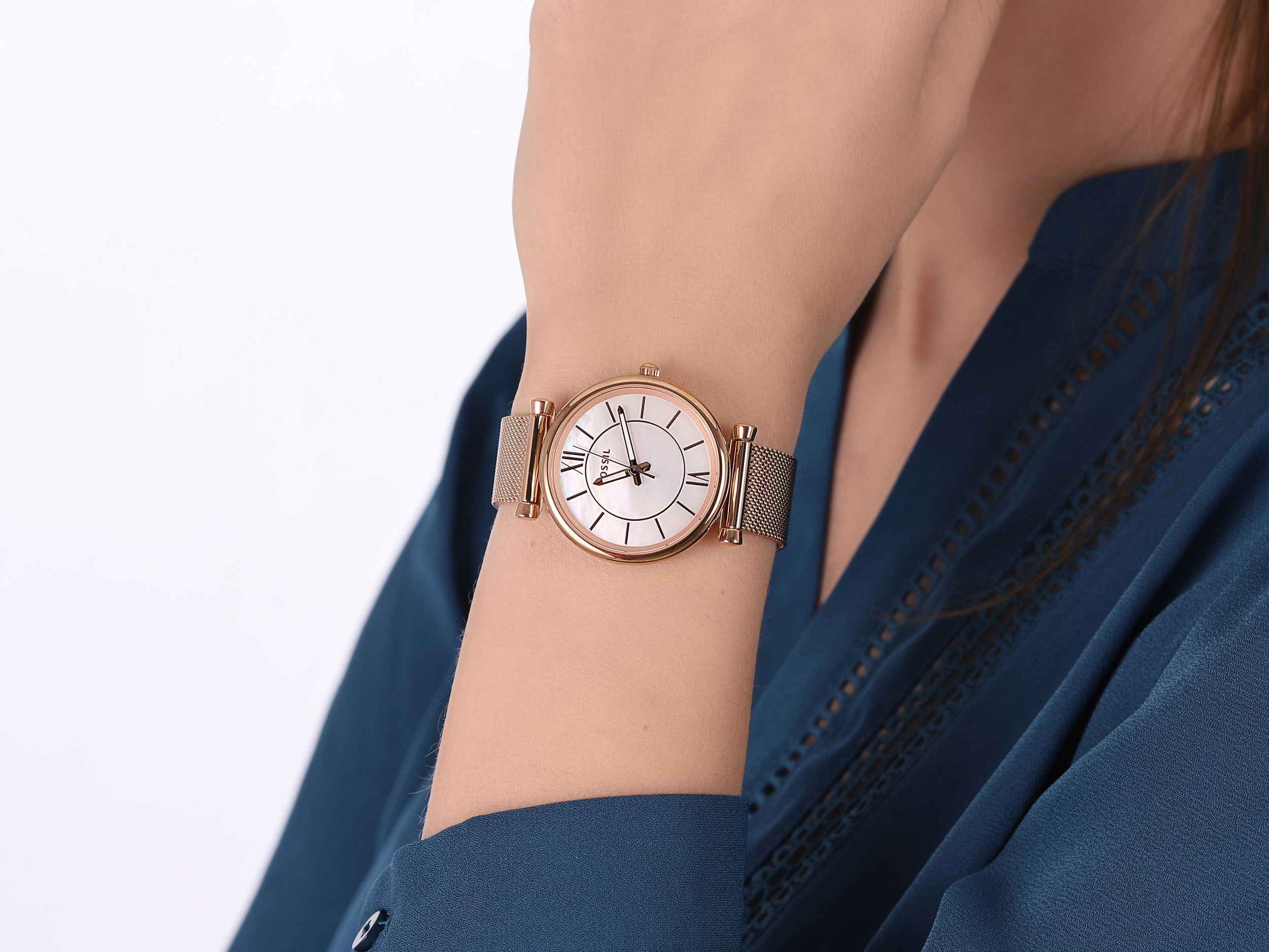Fossil ES5058SET zegarek różowe złoto klasyczny Carlie bransoleta - miniatura 4