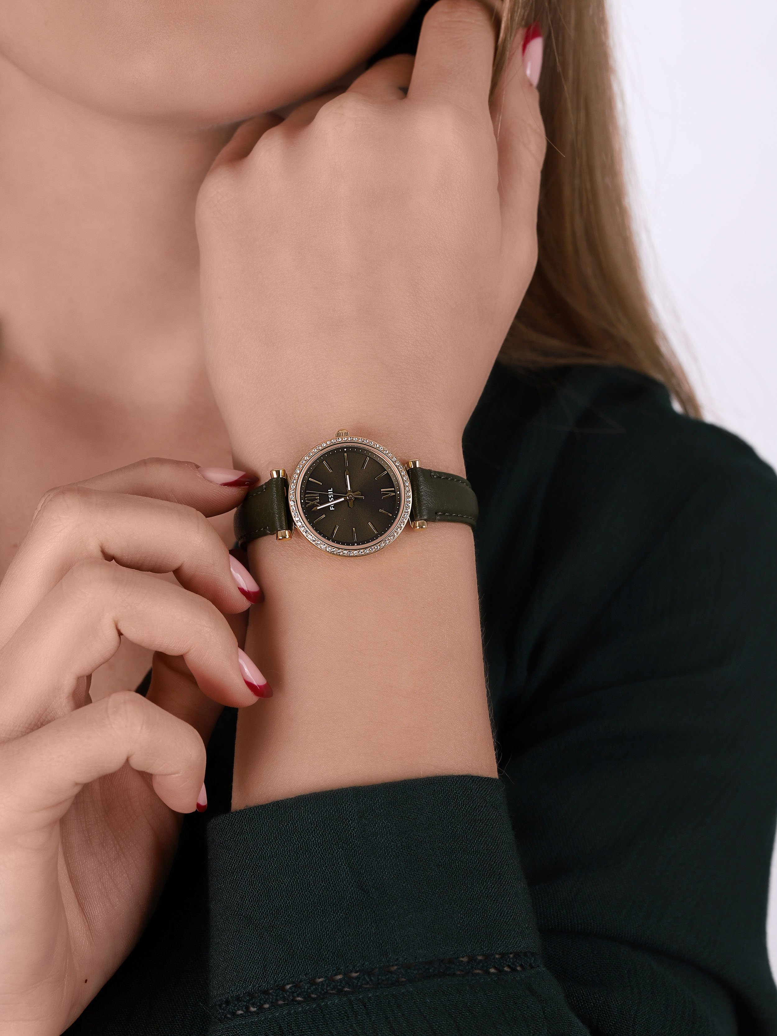 Fossil ES5113 zegarek złoty klasyczny Carlie pasek - miniatura 3