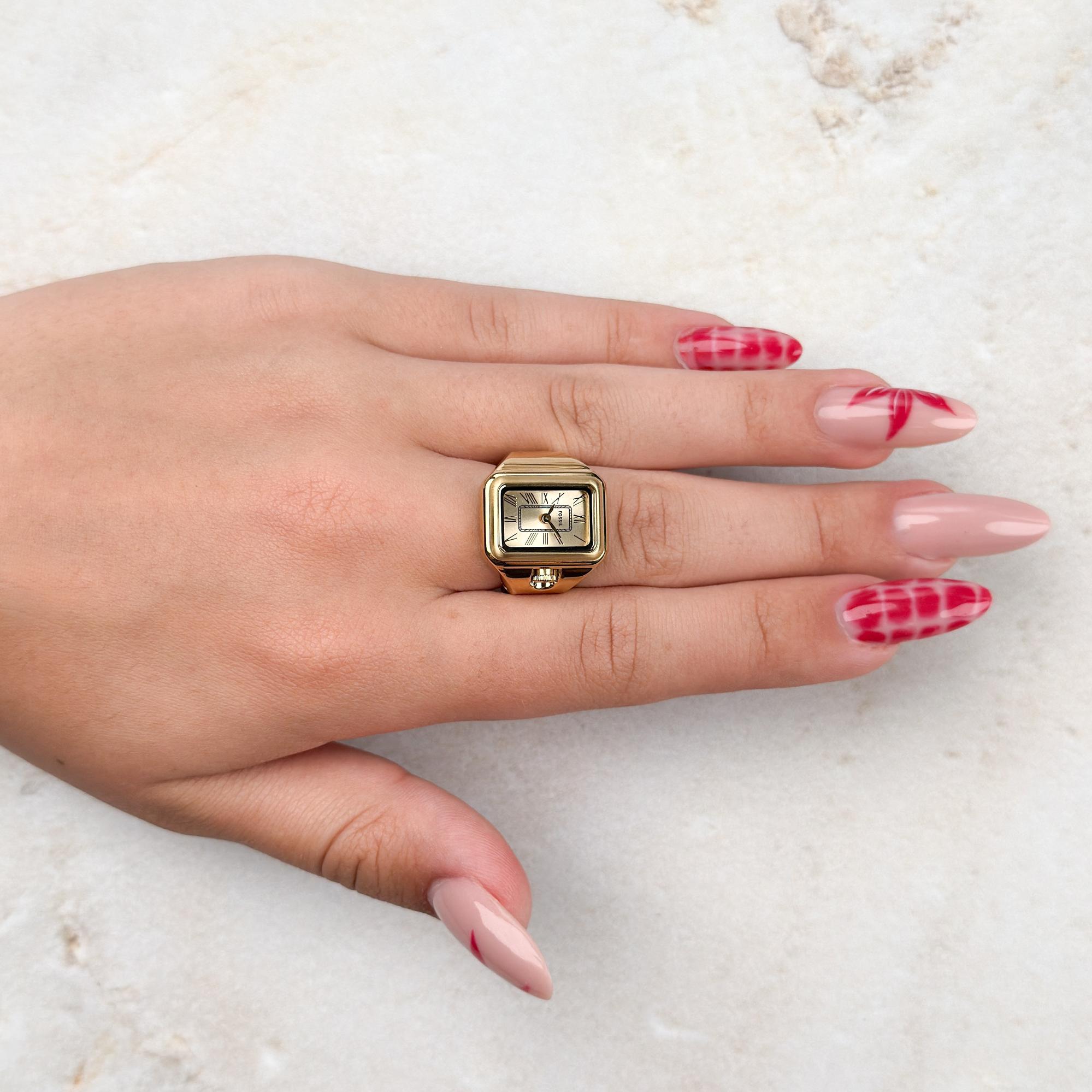 Fossil ES5343 Fossil Ring Gold Stainless Steel 14mm zegarek damski mineralne