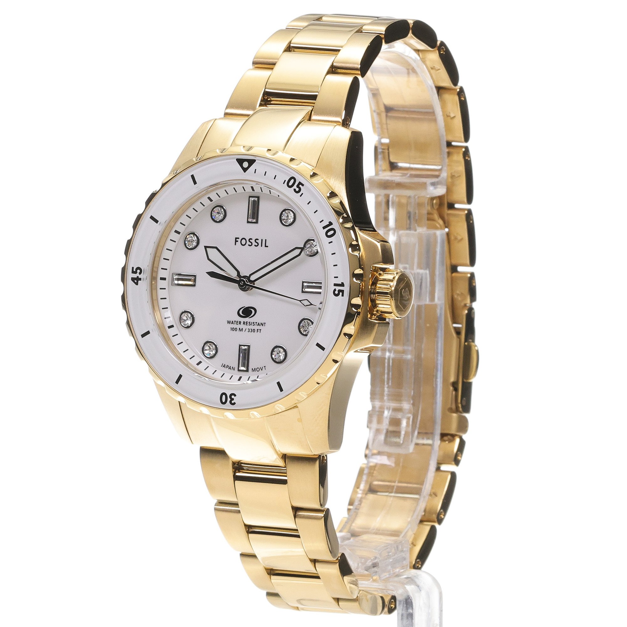 Fossil ES5350 Damskie BLUE DIVE Gold Stainless Steel 36mm zegarek damski klasyczny mineralne utwardzane