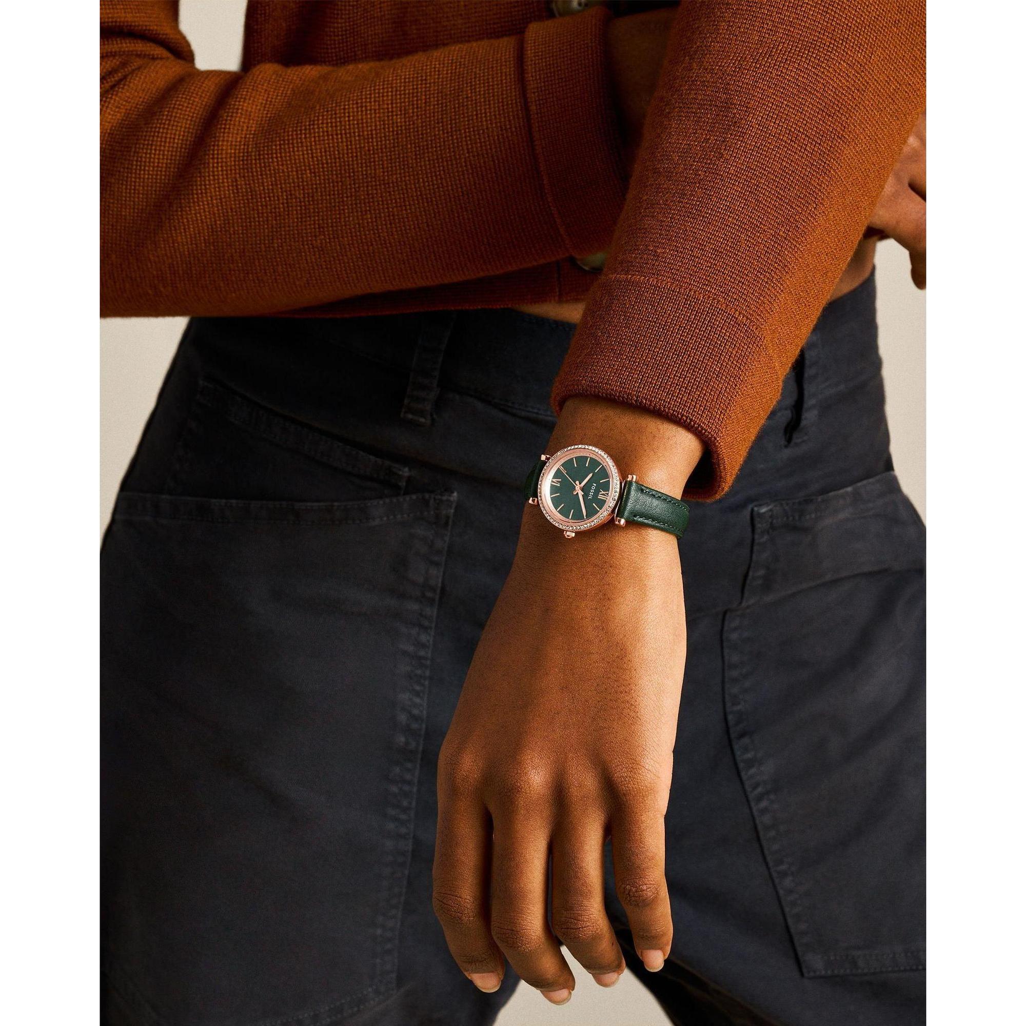 Fossil ES5370 CARLIE Green Leather Strap 28mm zegarek klasyczny Damskie - miniatura 4