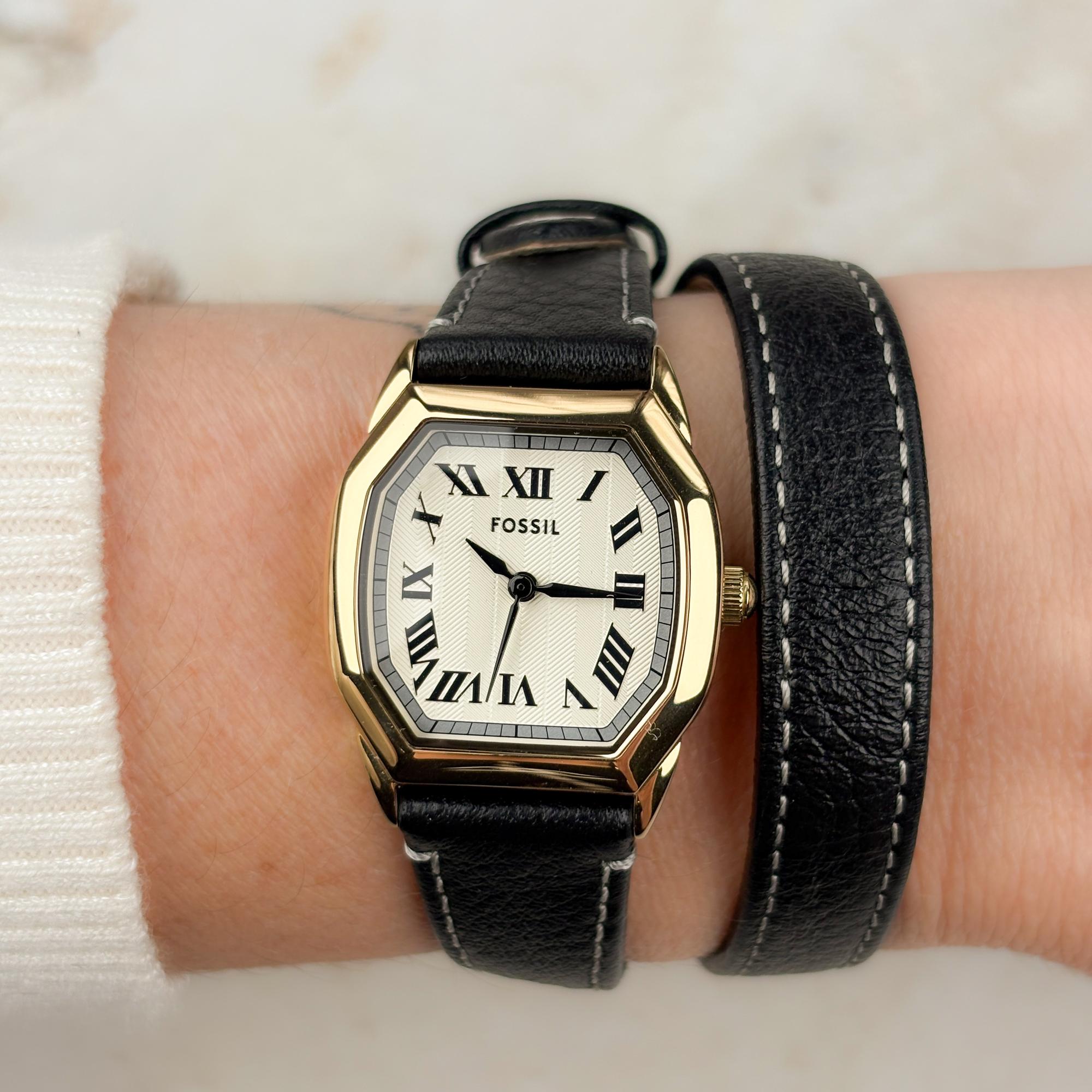 Fossil ES5404 Fossil Harlow Black Leather Strap 27mm zegarek damski klasyczny mineralne - miniatura 8