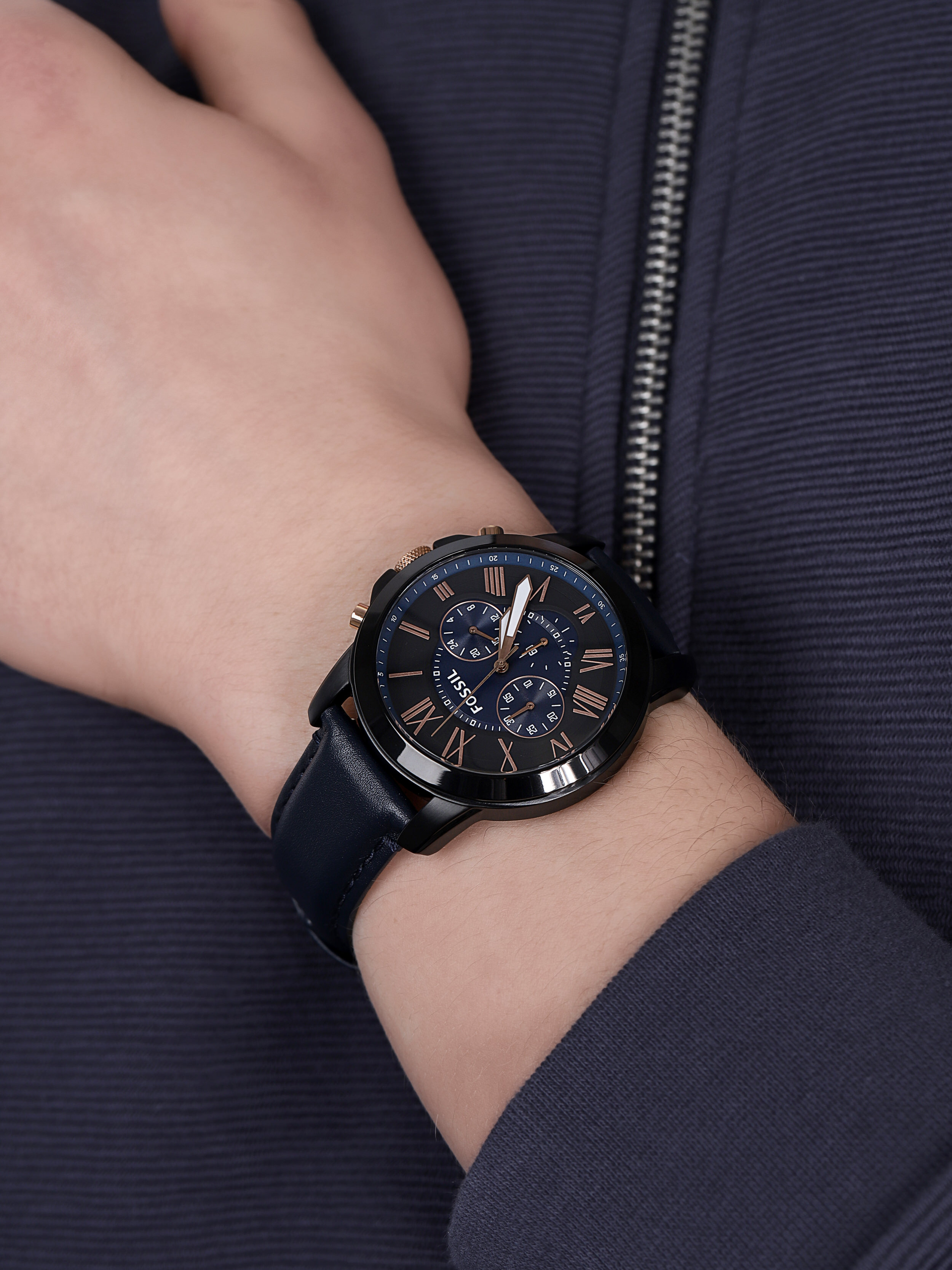 Fossil FS5061IE zegarek czarny fashion/modowy Grant pasek - miniatura 3