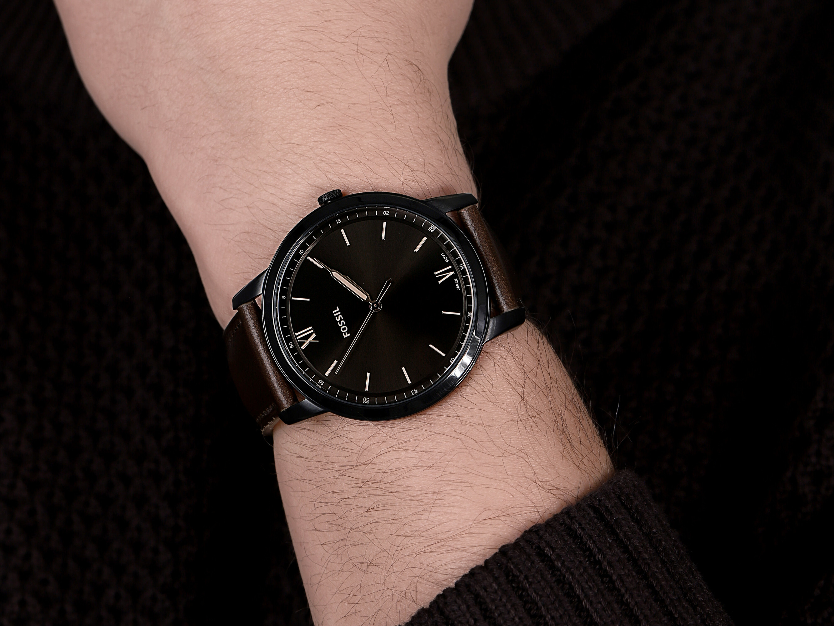 Fossil FS5551 zegarek czarny klasyczny The Minimalist pasek