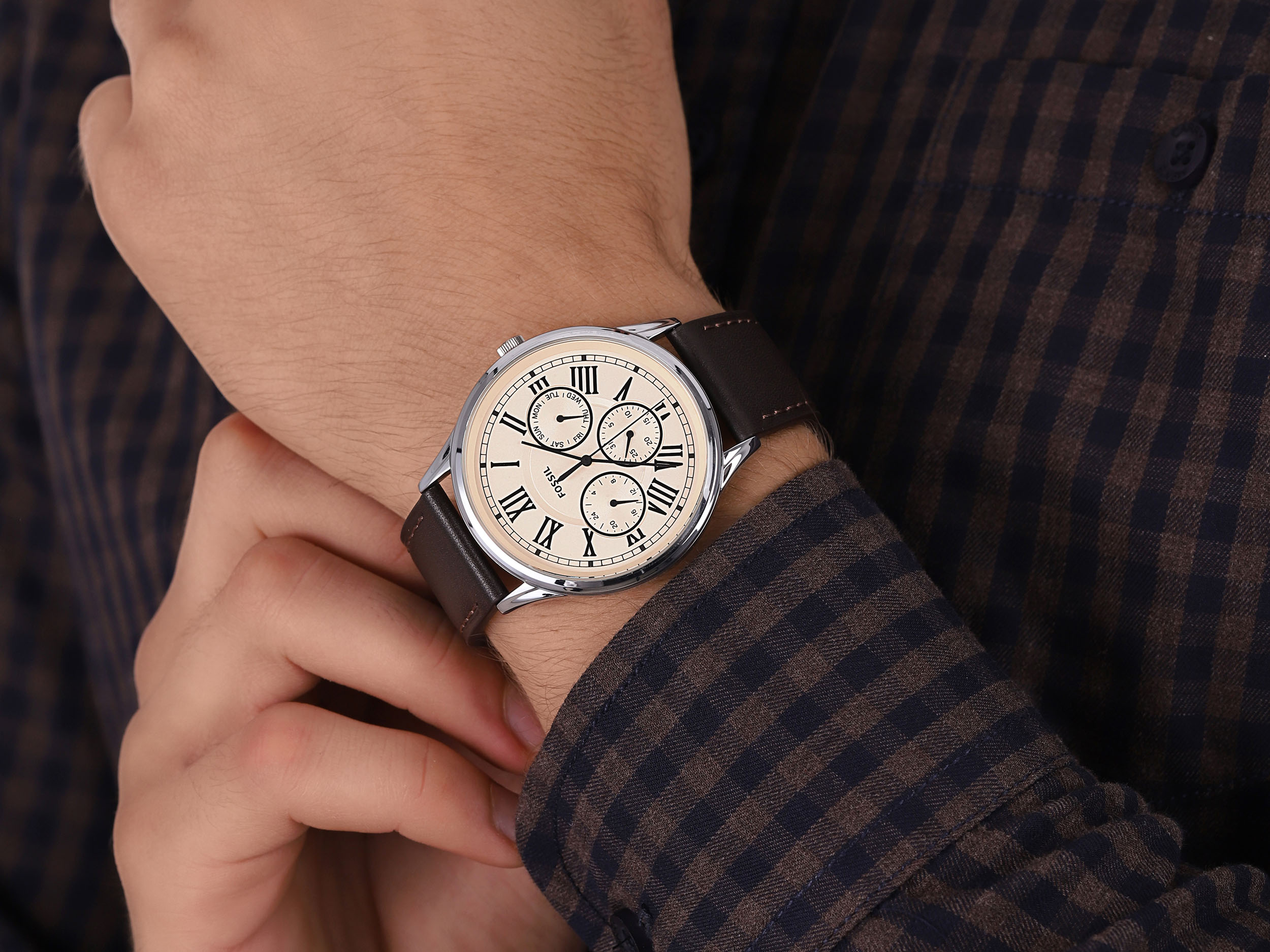 Fossil FS5680 zegarek srebrny klasyczny Pierce pasek - miniatura 4