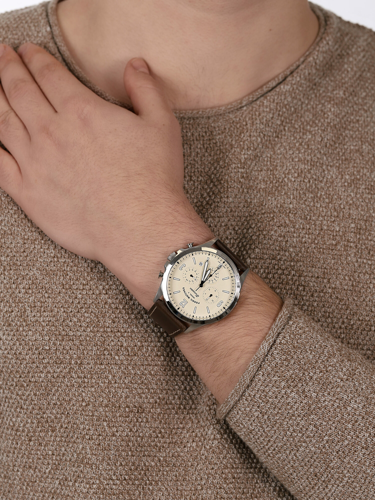Fossil FS5696 zegarek srebrny fashion/modowy Forrester pasek - miniatura 3