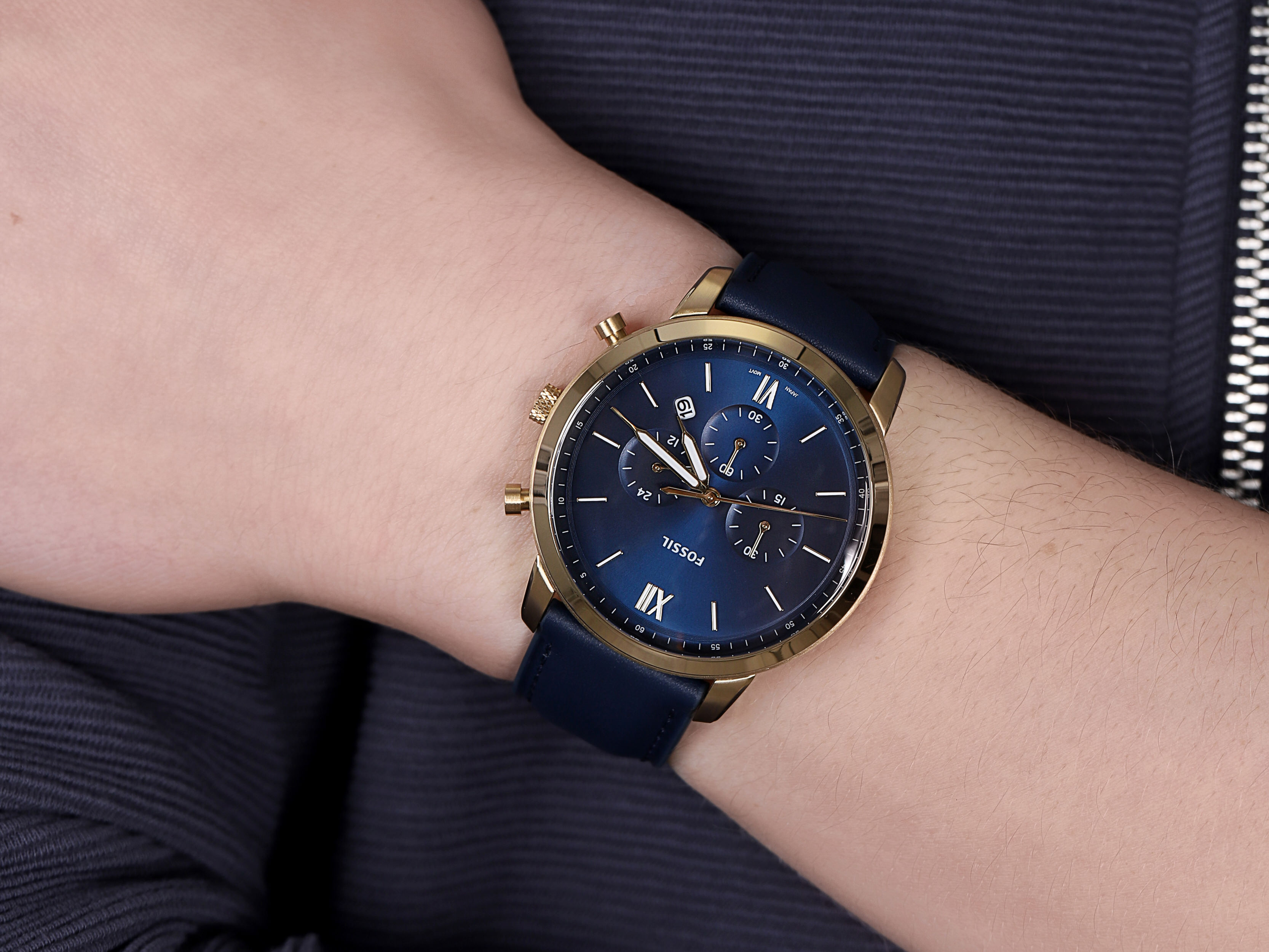 Fossil FS5790 zegarek złoty klasyczny Neutra pasek - miniatura 4
