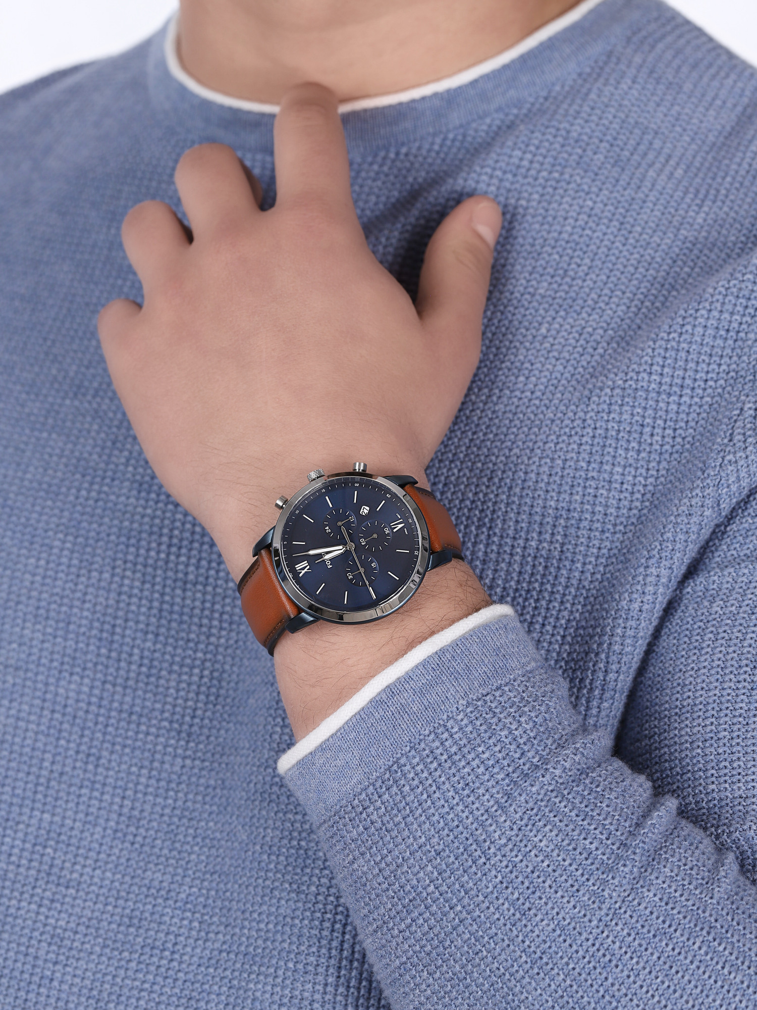 Fossil FS5791 zegarek niebieski klasyczny Neutra pasek - miniatura 3