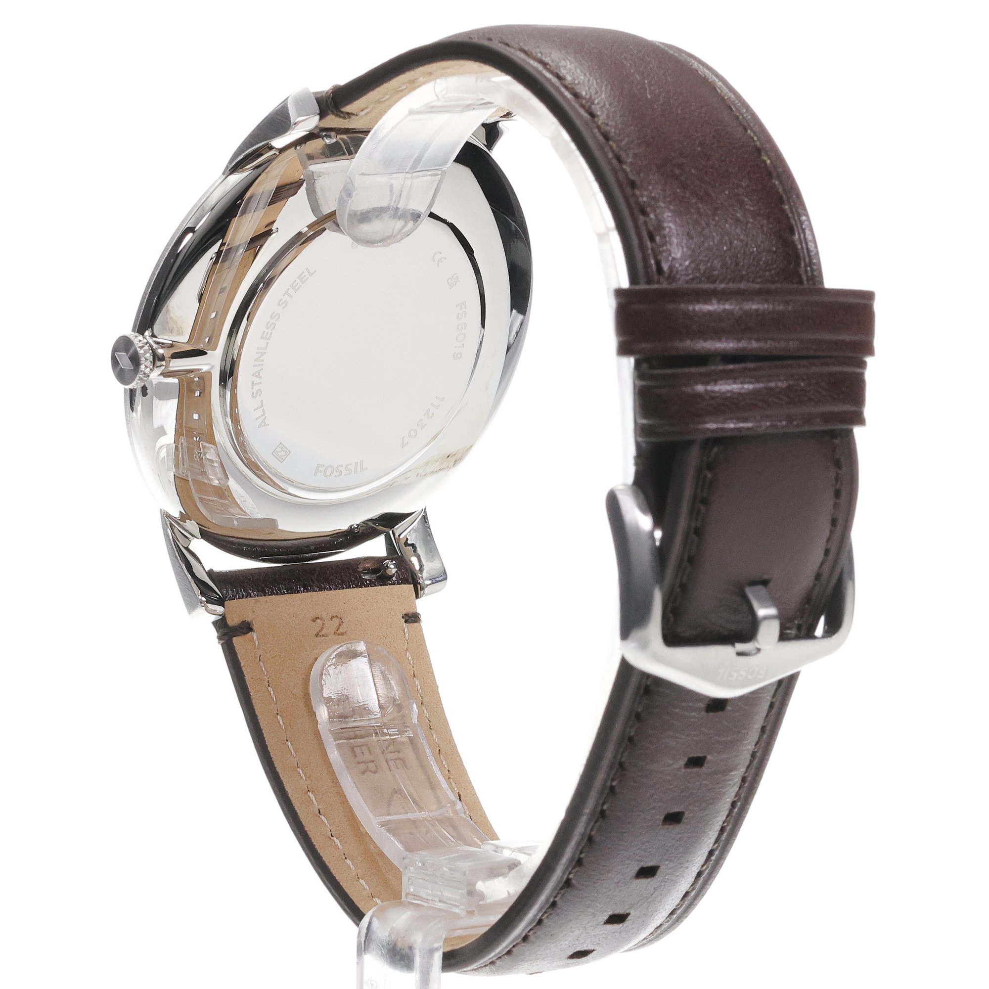 Fossil FS6019SET THE MINIMALIST Brown Leather Strap GIFT SET 44mm The Minimalist klasyczny zegarek srebrny - miniatura 4